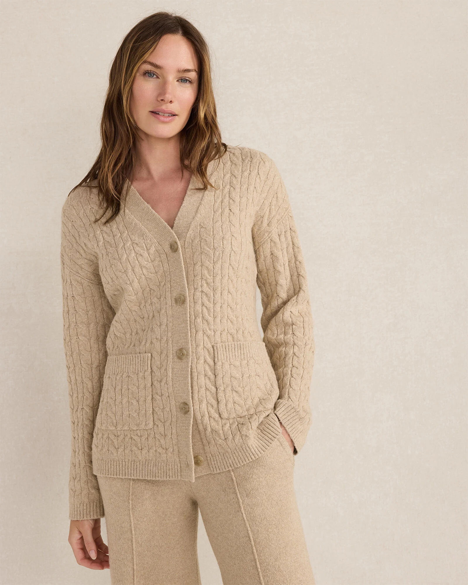 Organic Cotton Blend Gradient Cable Cardigan