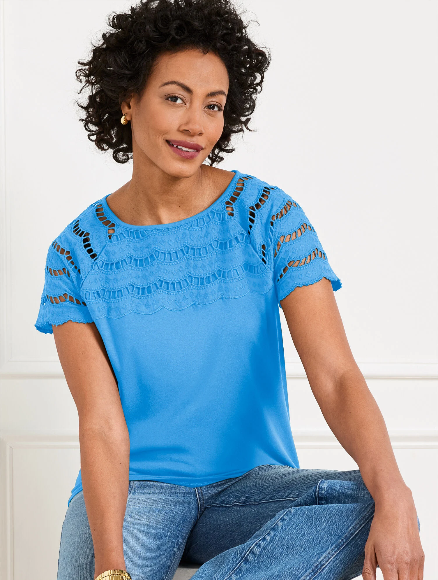 Embroidered Eyelet Top