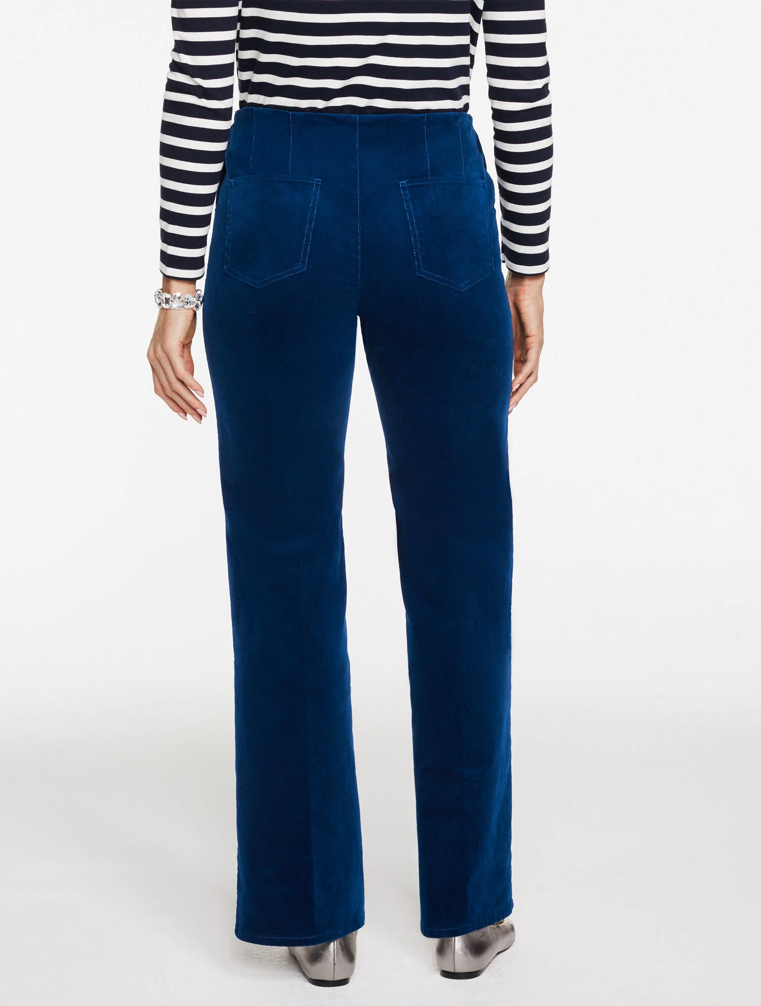 Trouser Leg Corduroy Pull-On Pants