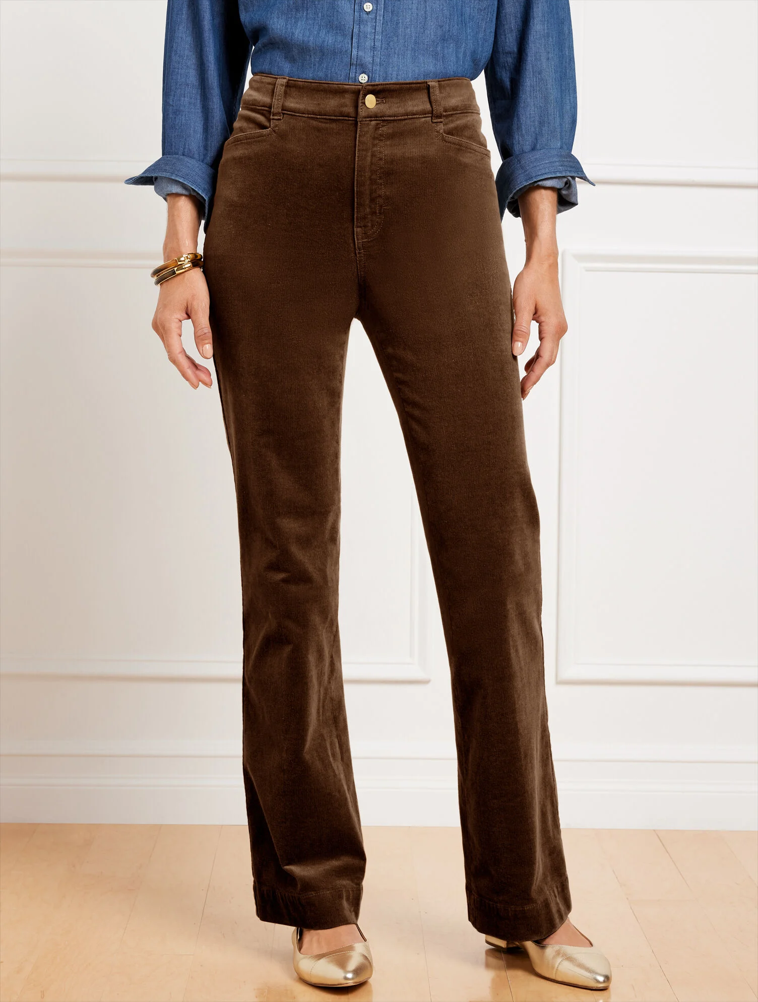 Stretch Corduroy Flare Leg Pants