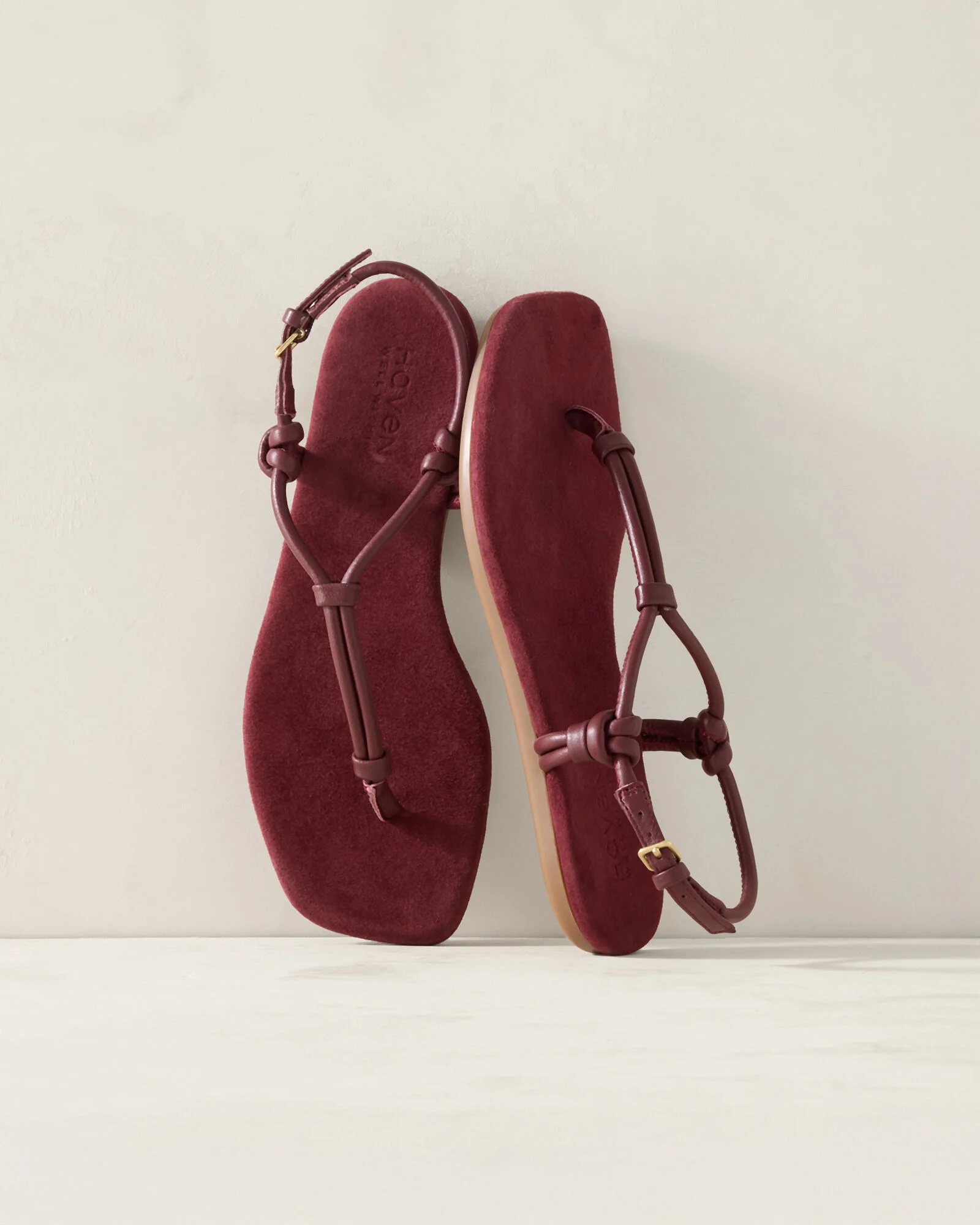 Leather Double Strap Thong Sandals