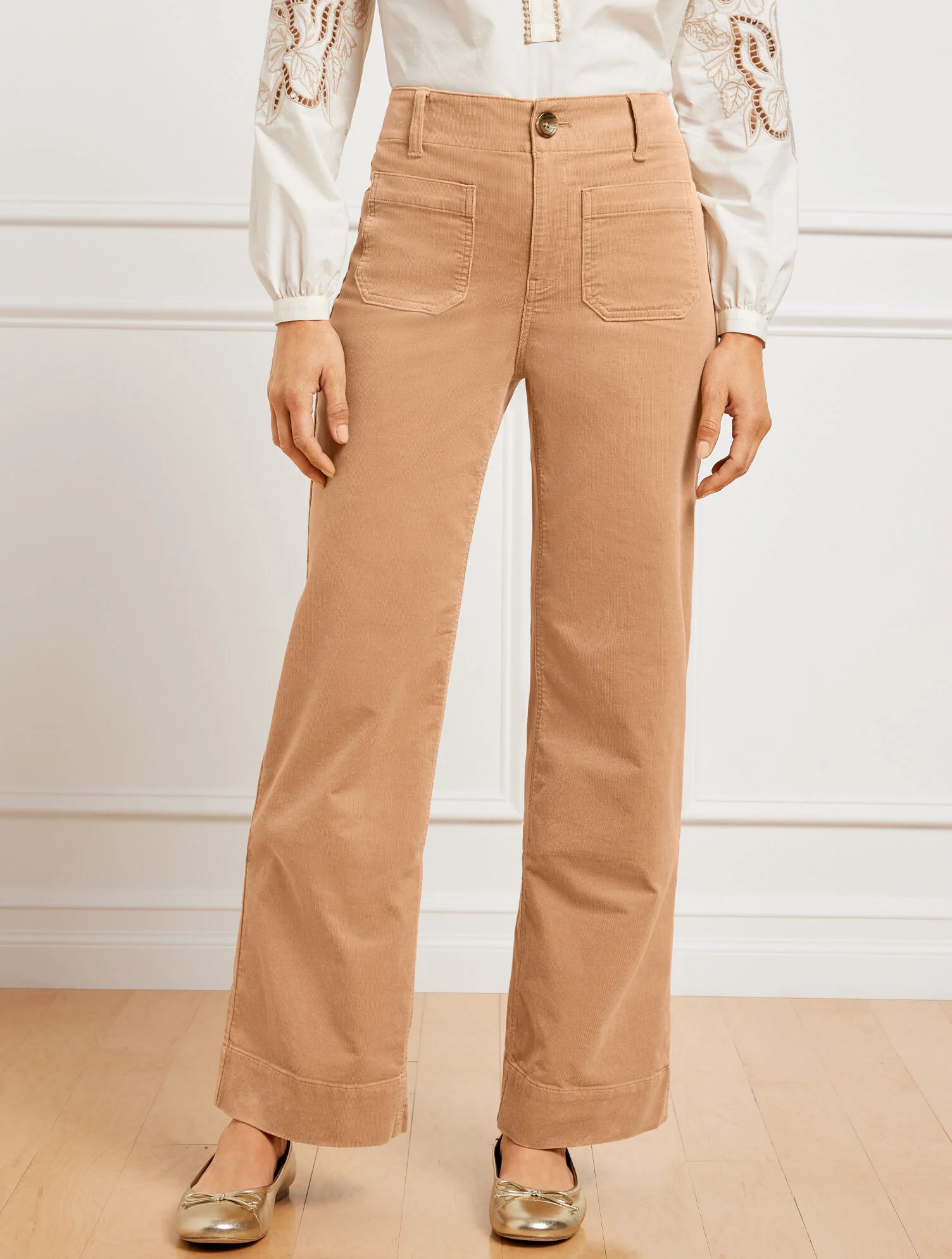 Stretch Corduroy Wide Leg Pants