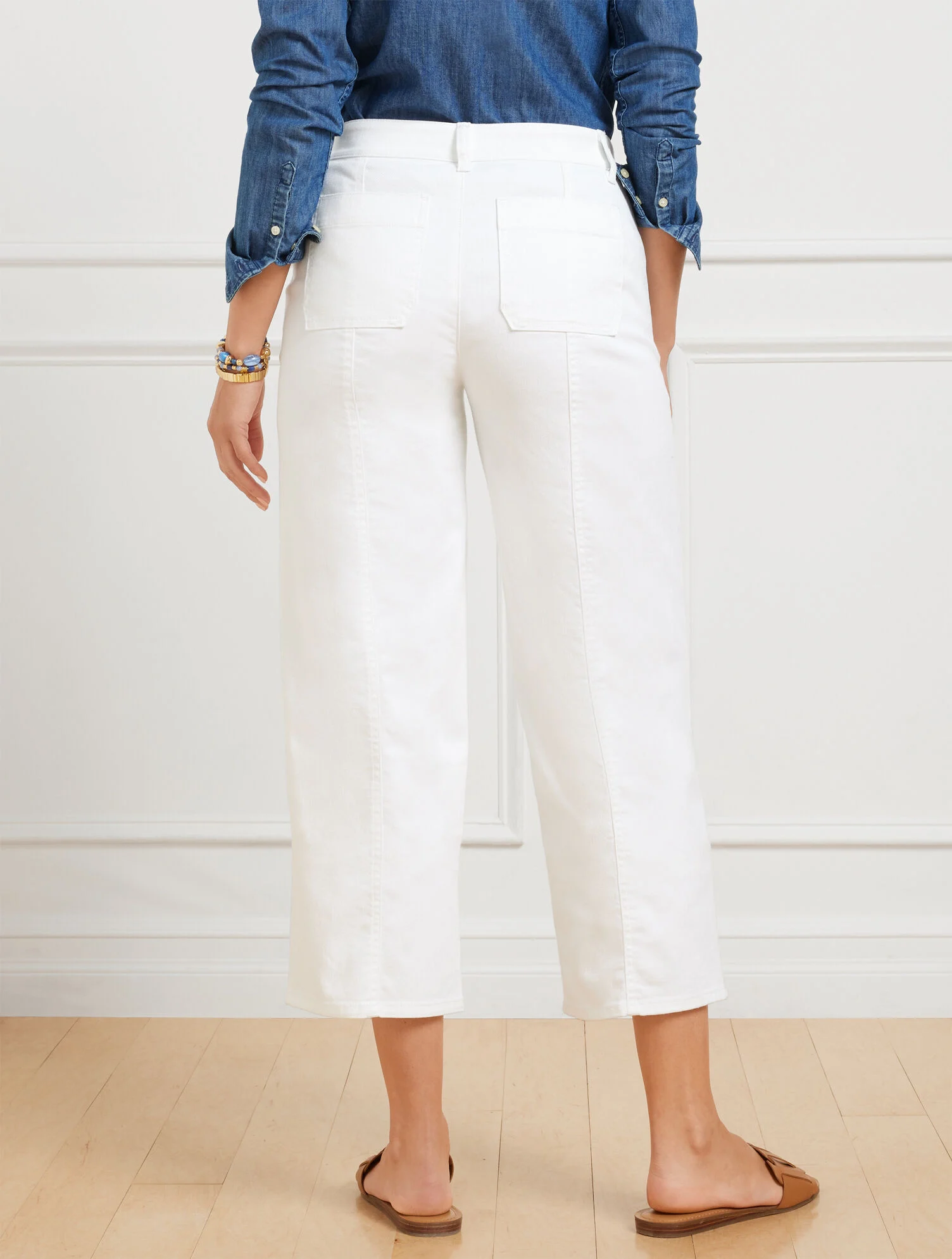 Wide Crop Jeans - White