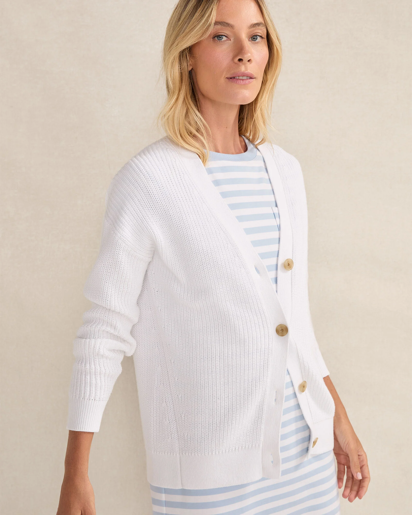 Organic Cotton Shaker Stitch Cardigan