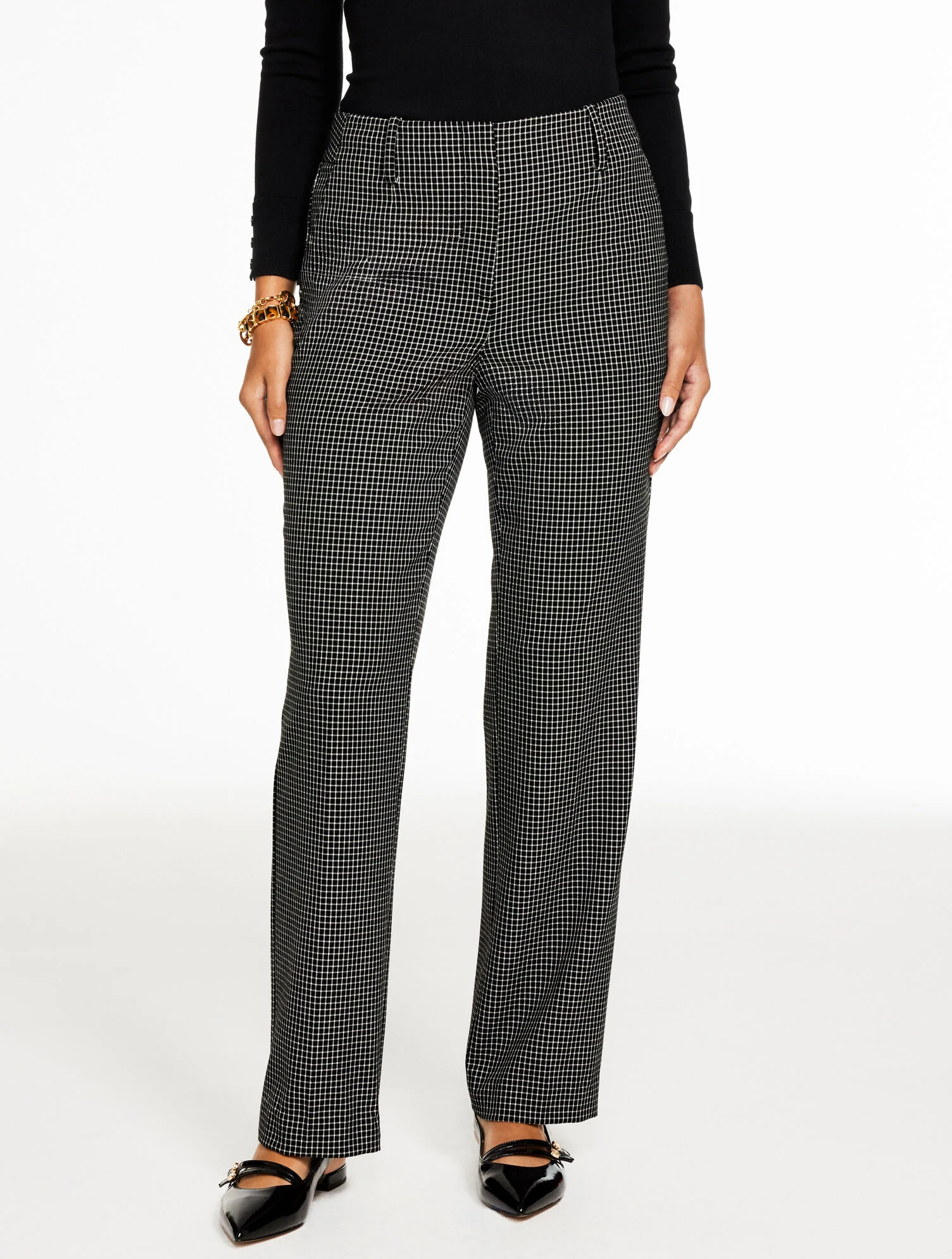 Talbots Southampton Tailored Stretch Straight Leg Pants - Classic Windowpane