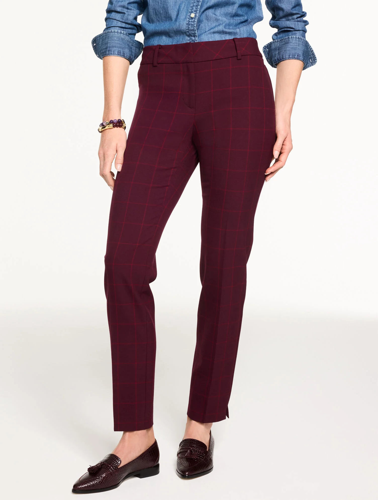 Talbots Hampshire Straight Ankle Pants - Autumn Windowpane