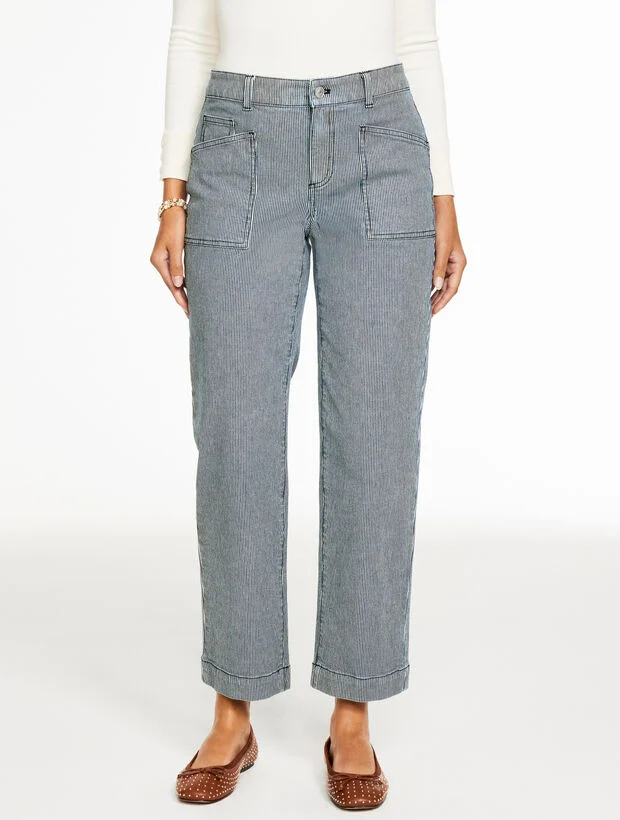Straight Ankle Jeans - Railroad Stripe