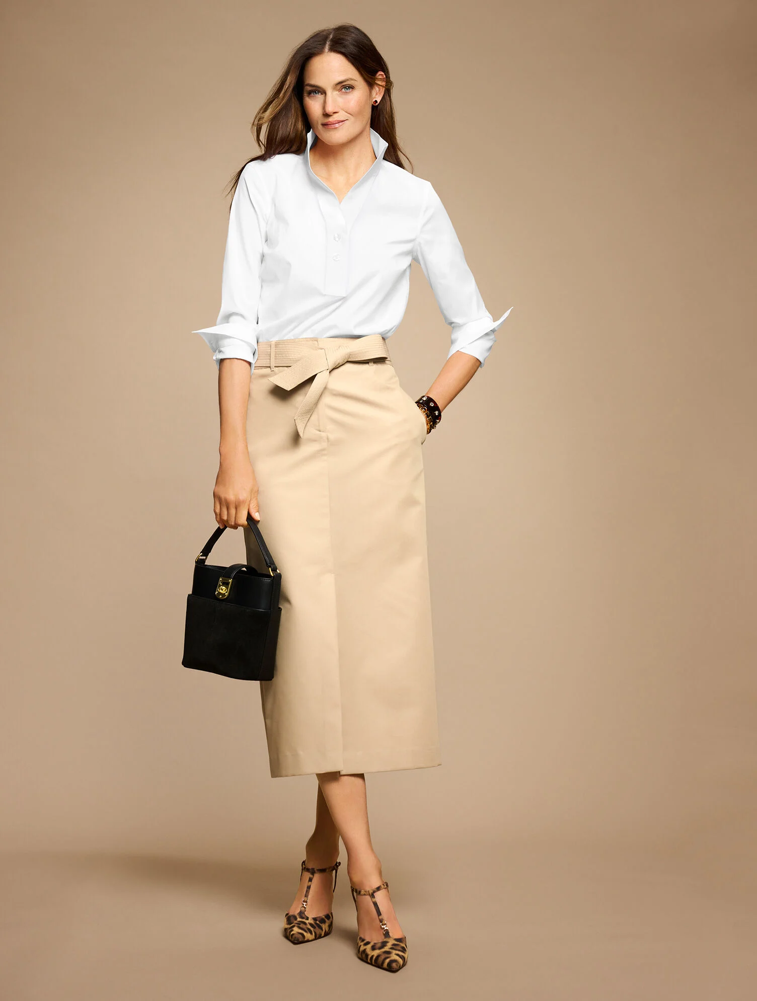 Sleek Twill Trouser Skirt
