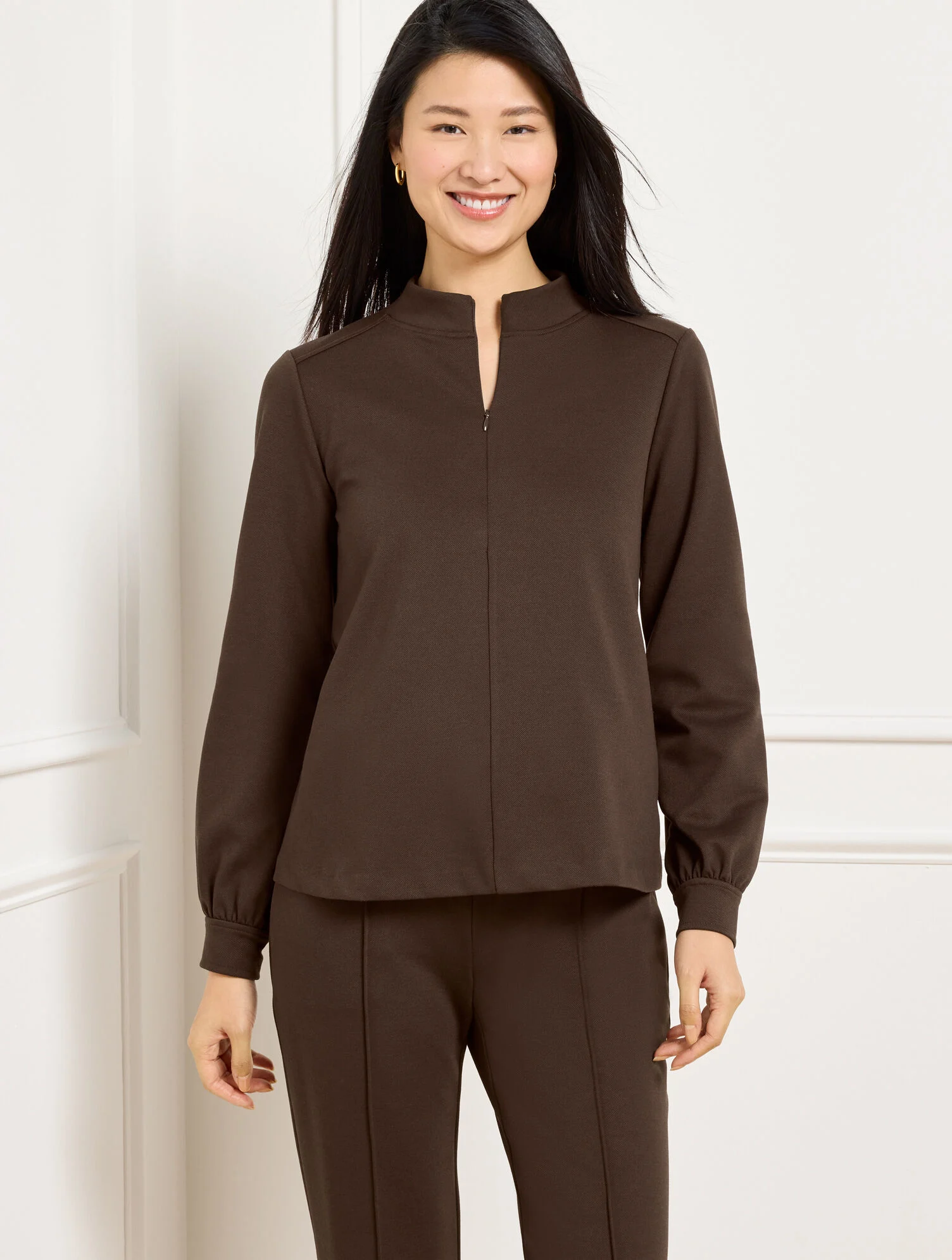 Passport Ponte Zip Mockneck Pullover