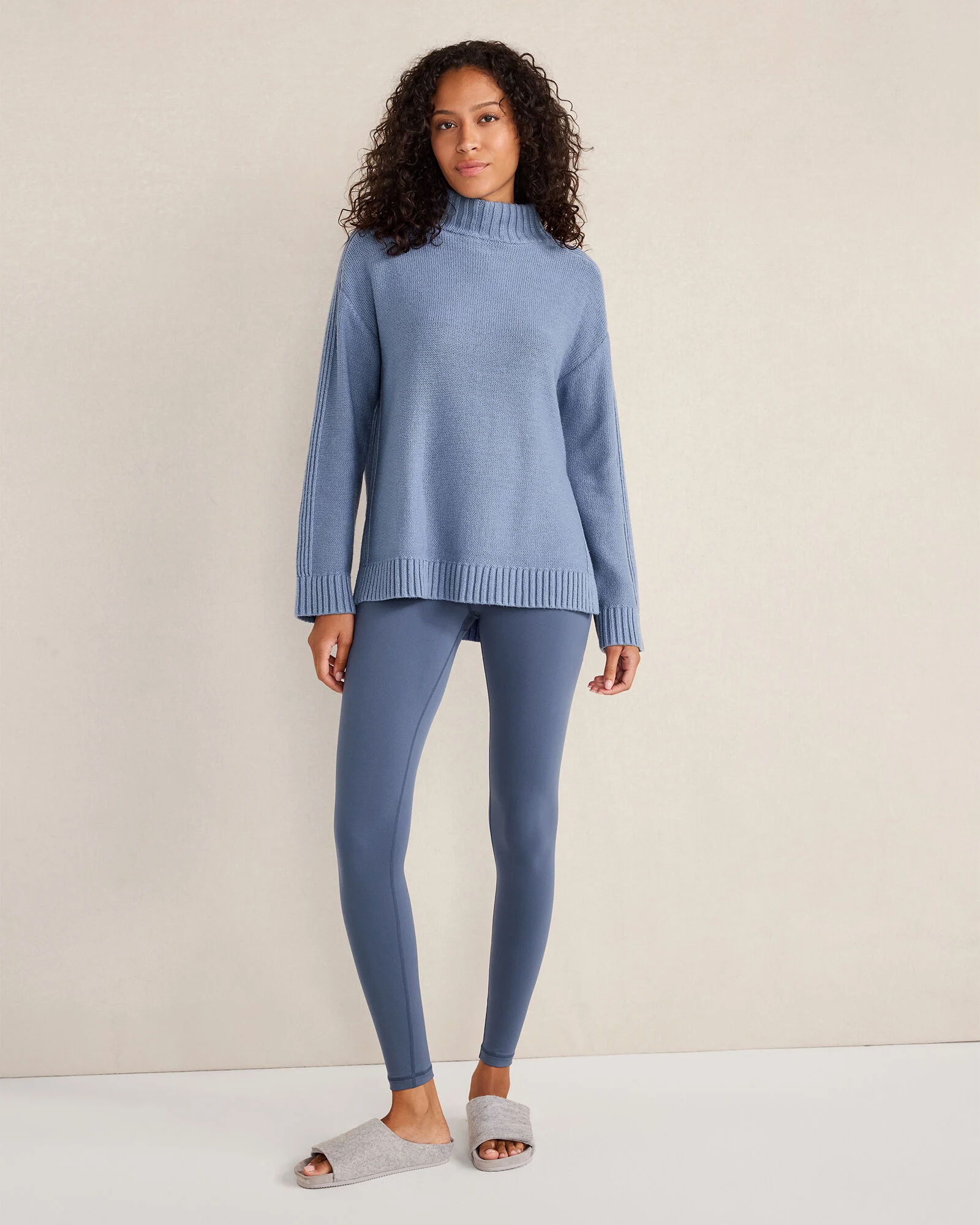 Cotton Blend Mockneck Sweater