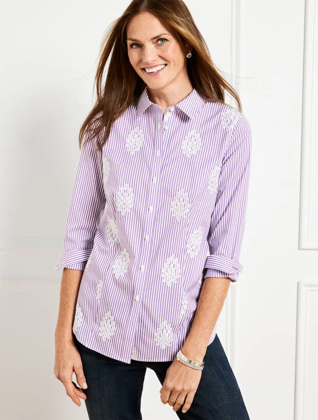 Embroidered Non-Iron Perfect Shirt - Leafy Splendor