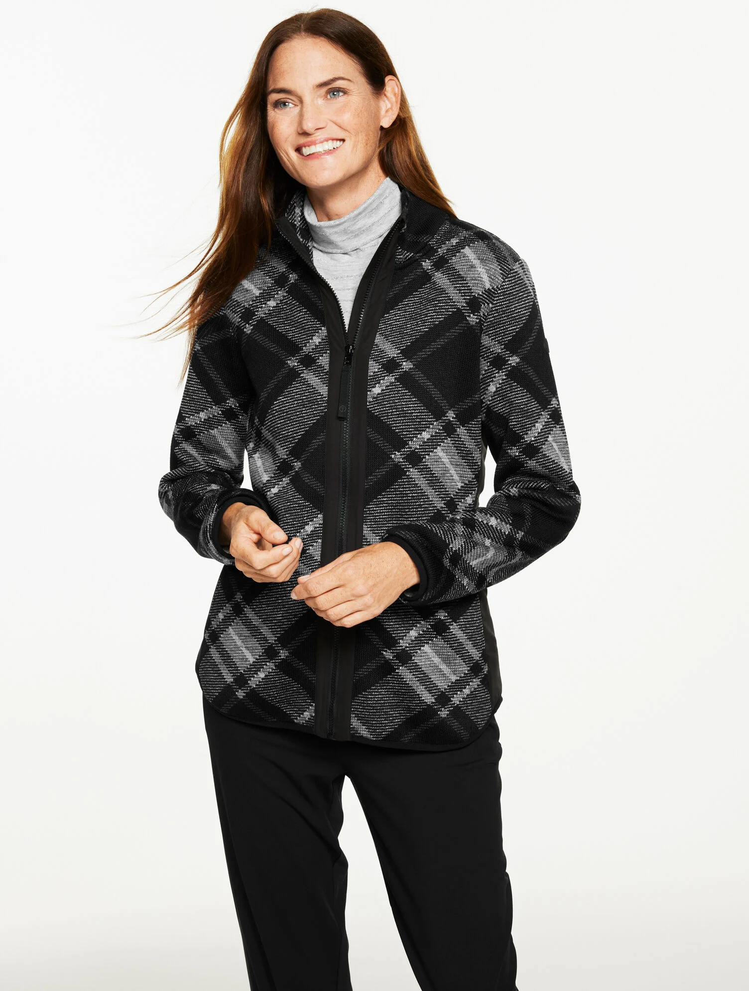 Fleeceback Sweater Jacket - Chilly Plaid