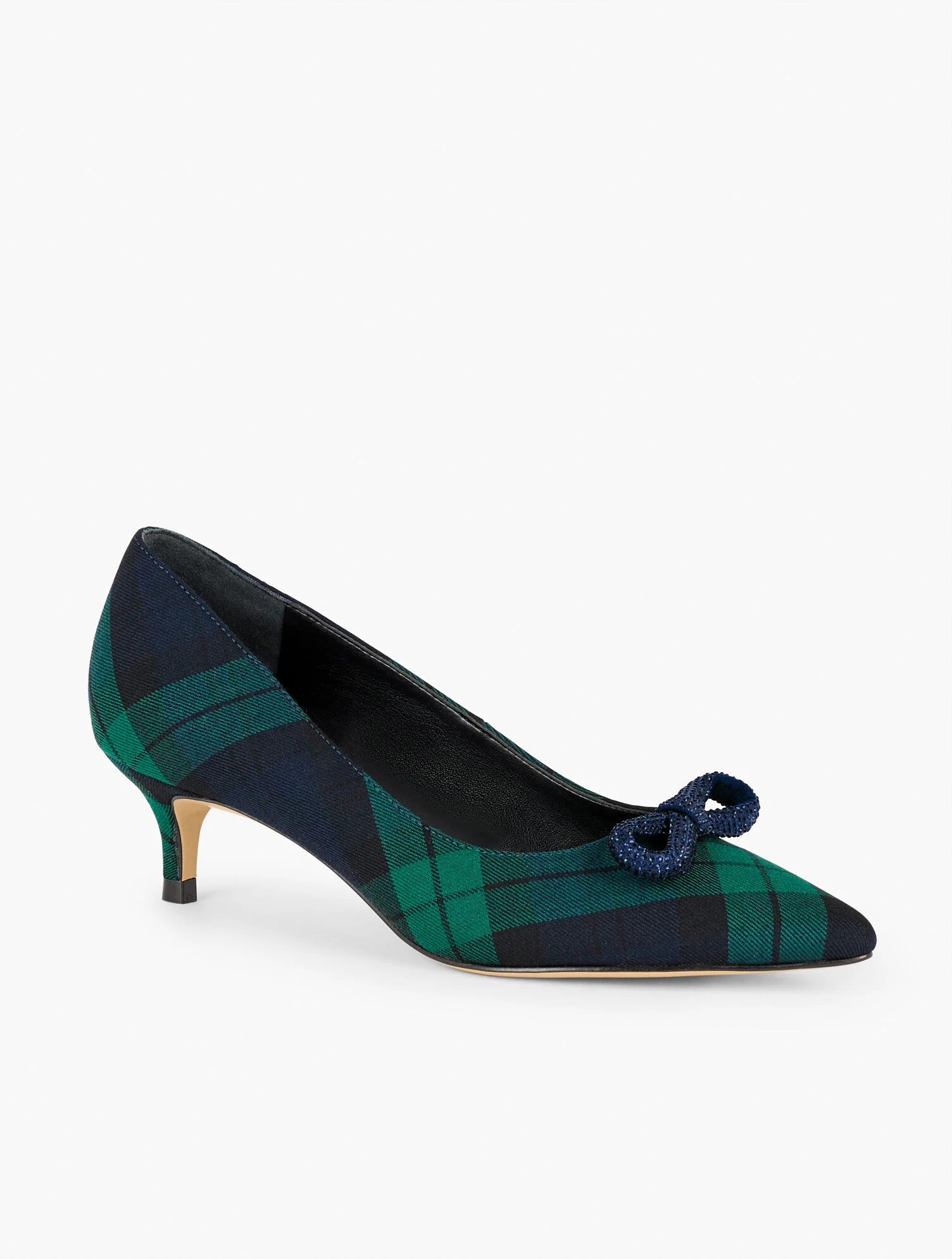 Sylvie Bow Kitten Heel Pumps - Dashing Tartan