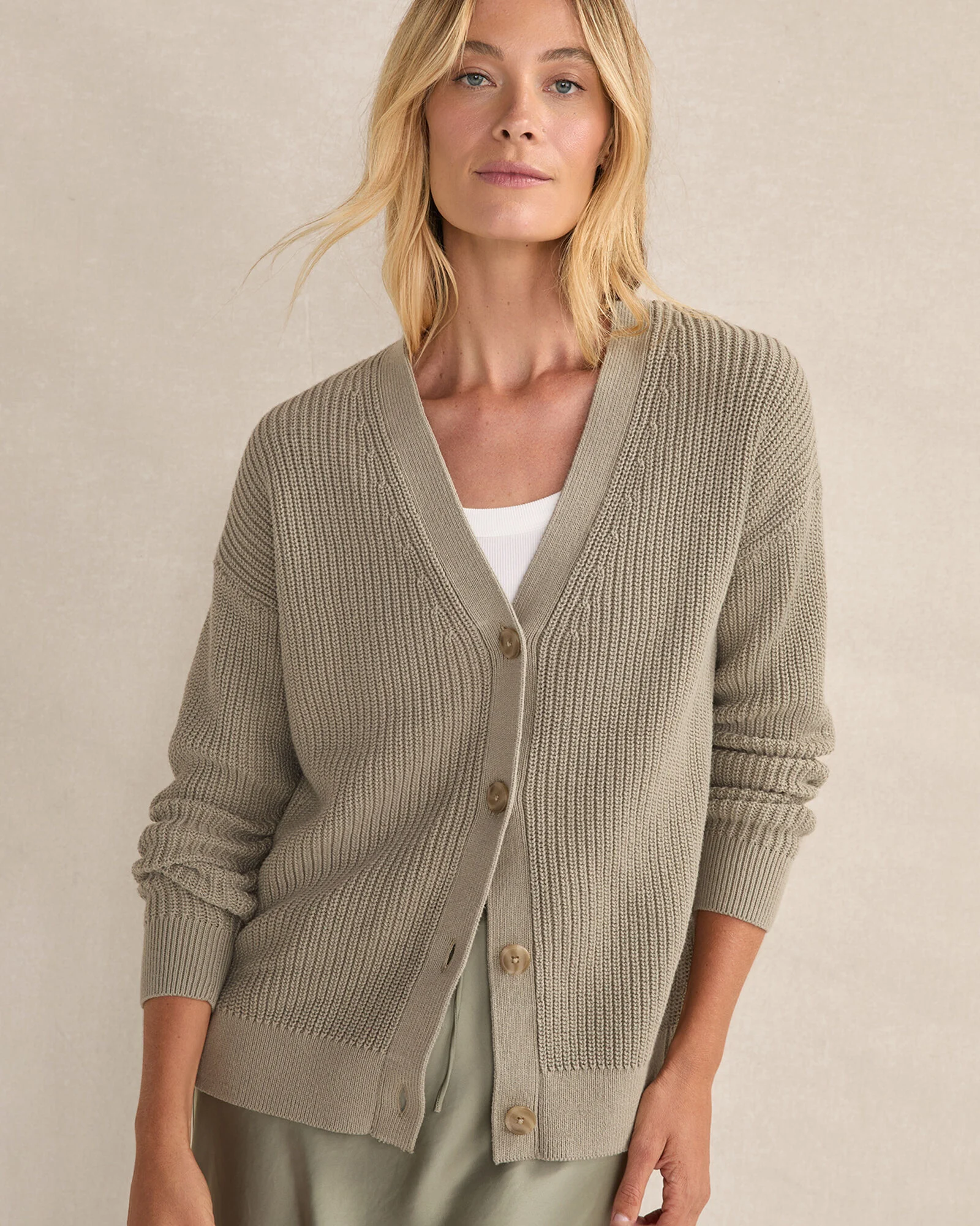 Organic Cotton Shaker Stitch Cardigan