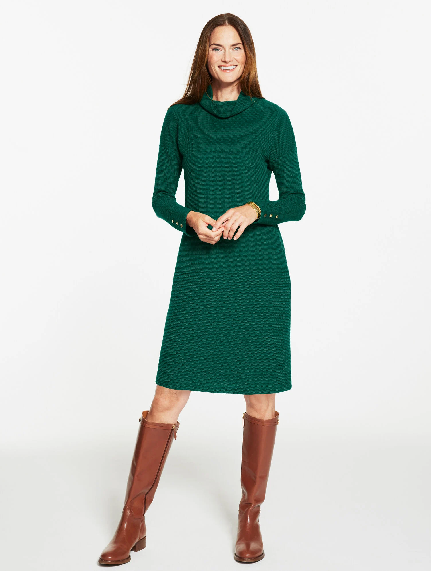 Jacquard Cowlneck Shift Dress