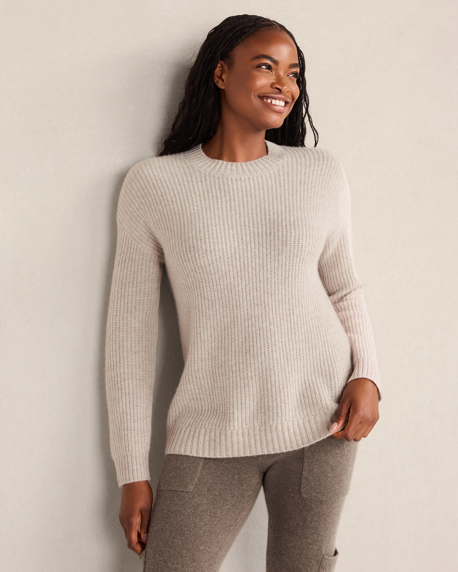 Cashmere Shaker Stitch Crewneck Sweater