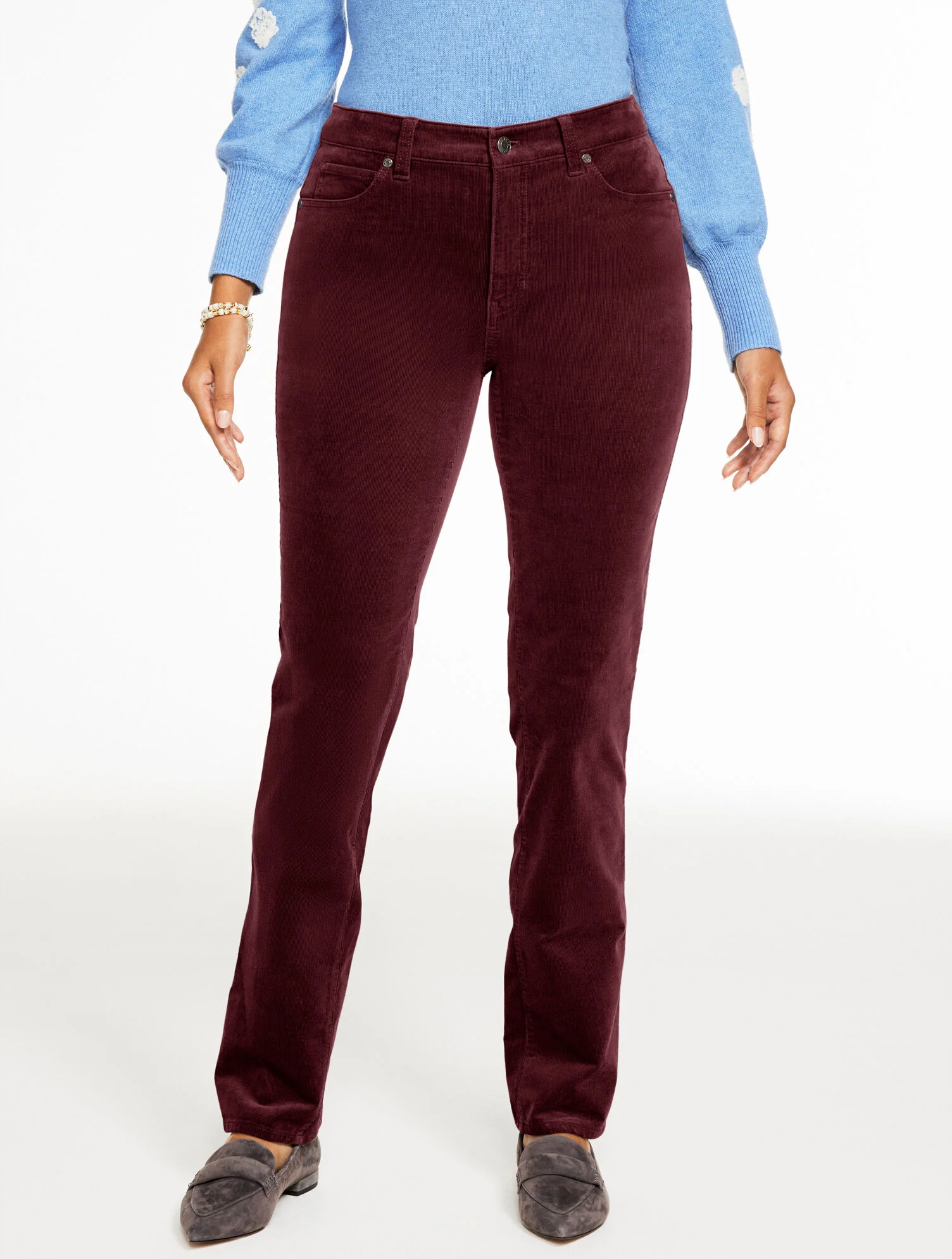 Straight Leg Stretch Corduroy Pants - Curvy Fit