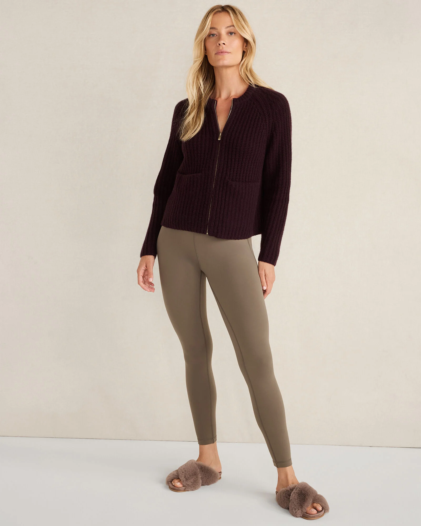 Cashmere Zip Front Bomber Jacket
