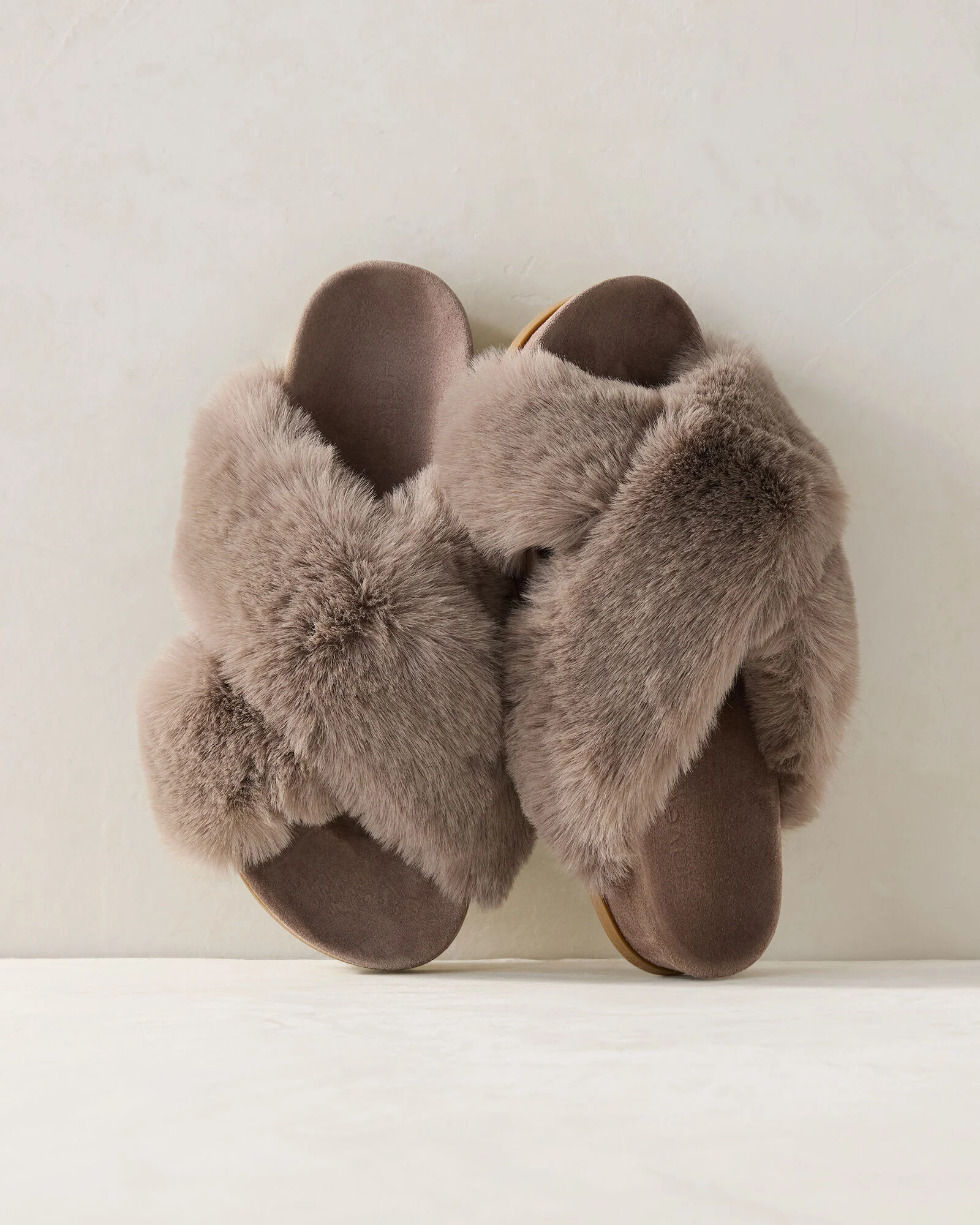 Faux Fur Criss Cross Molded Slippers