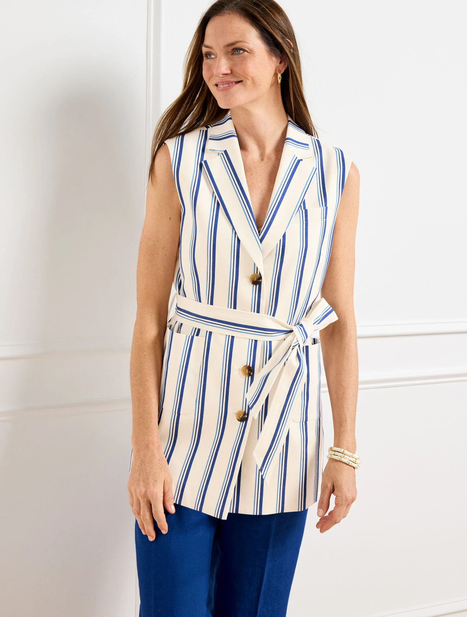 Belted Vest - Beach Stripe