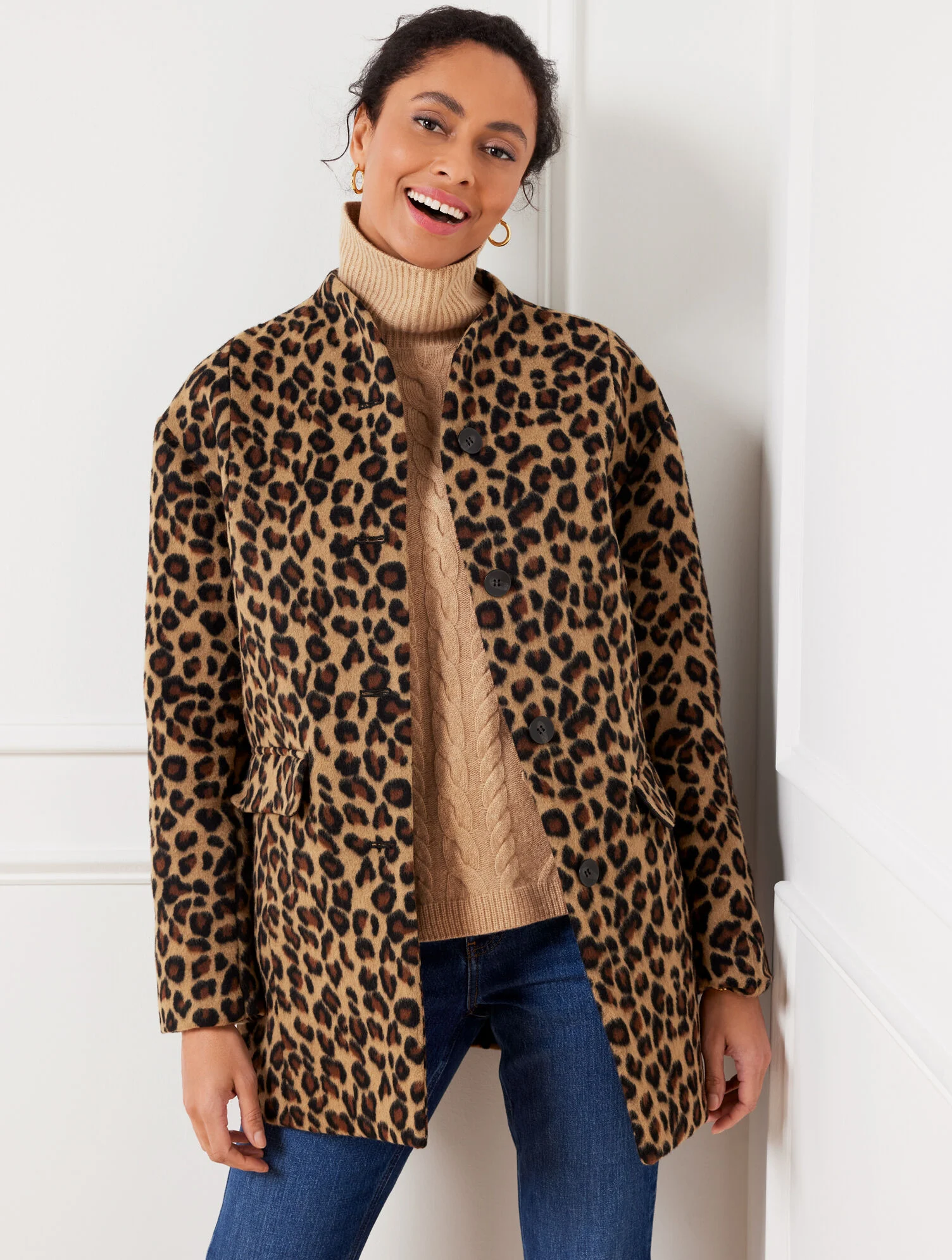 Leopard Wool Blend Coat
