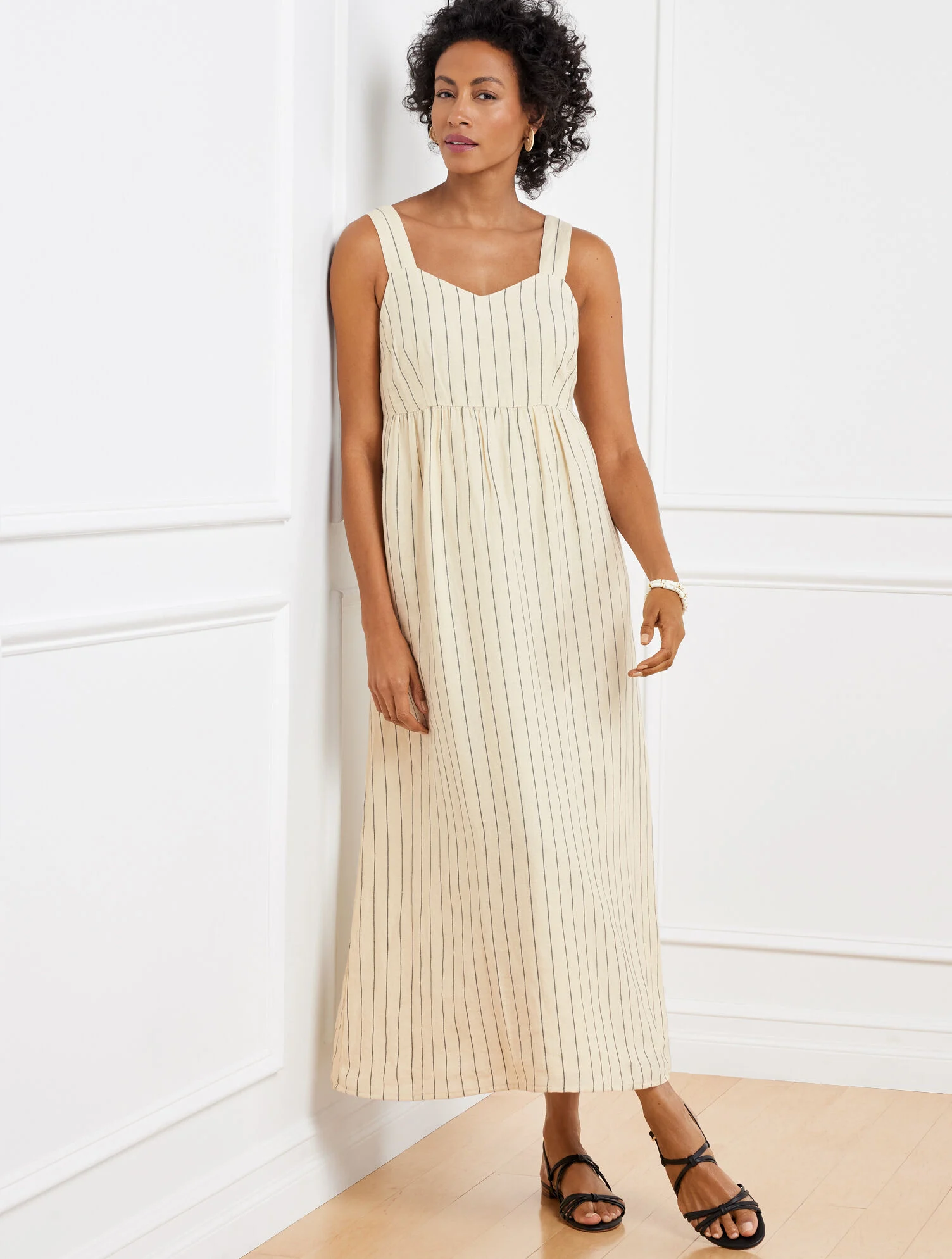 Sleeveless Linen Maxi Dress - Riviera Stripe