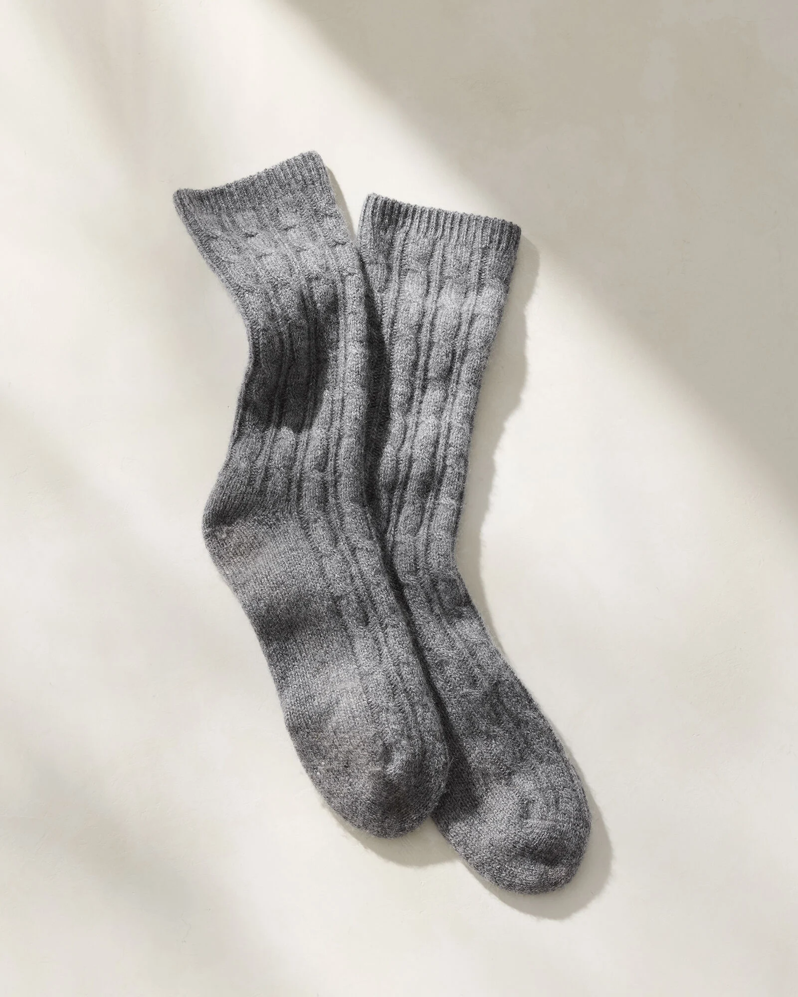 Cashmere Blend Cable Knit Socks