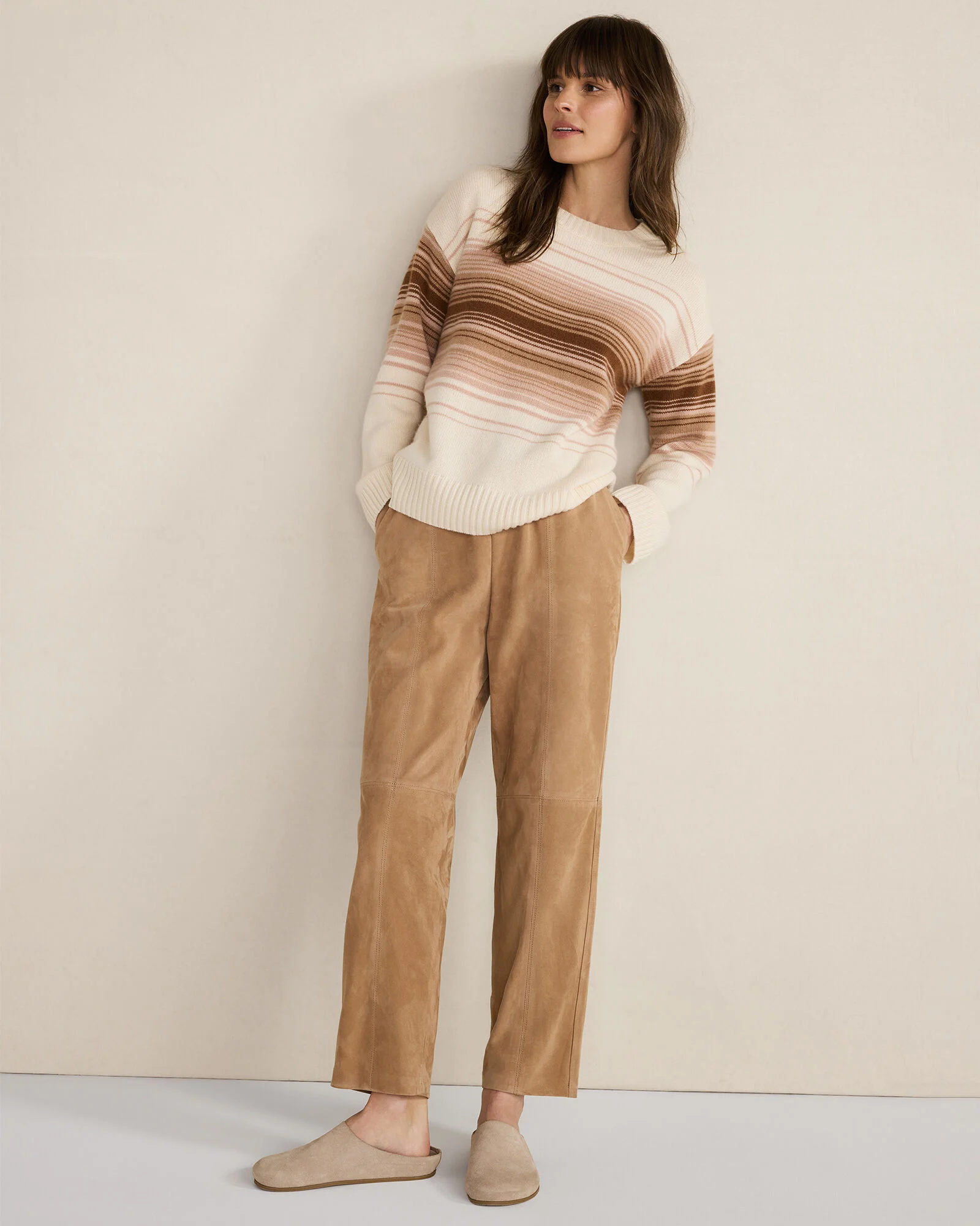 Cashmere Ombré Stripe Crewneck Sweater