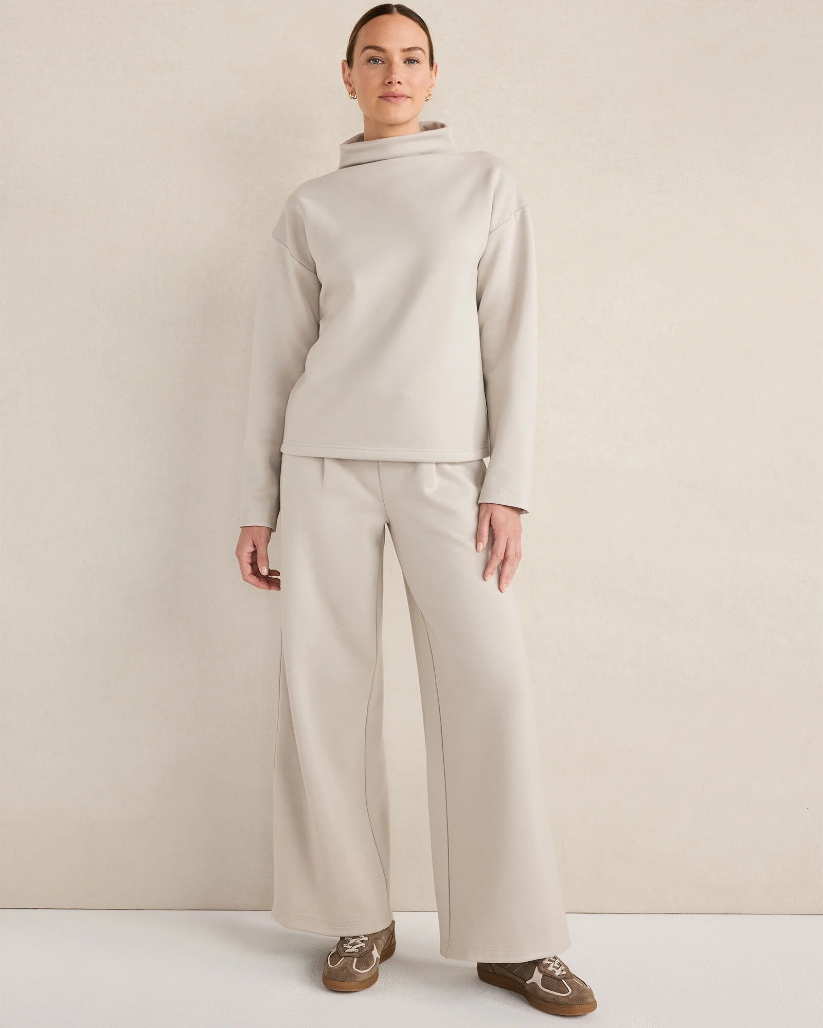 Soft-Brushed Fleece Wide Leg Pants