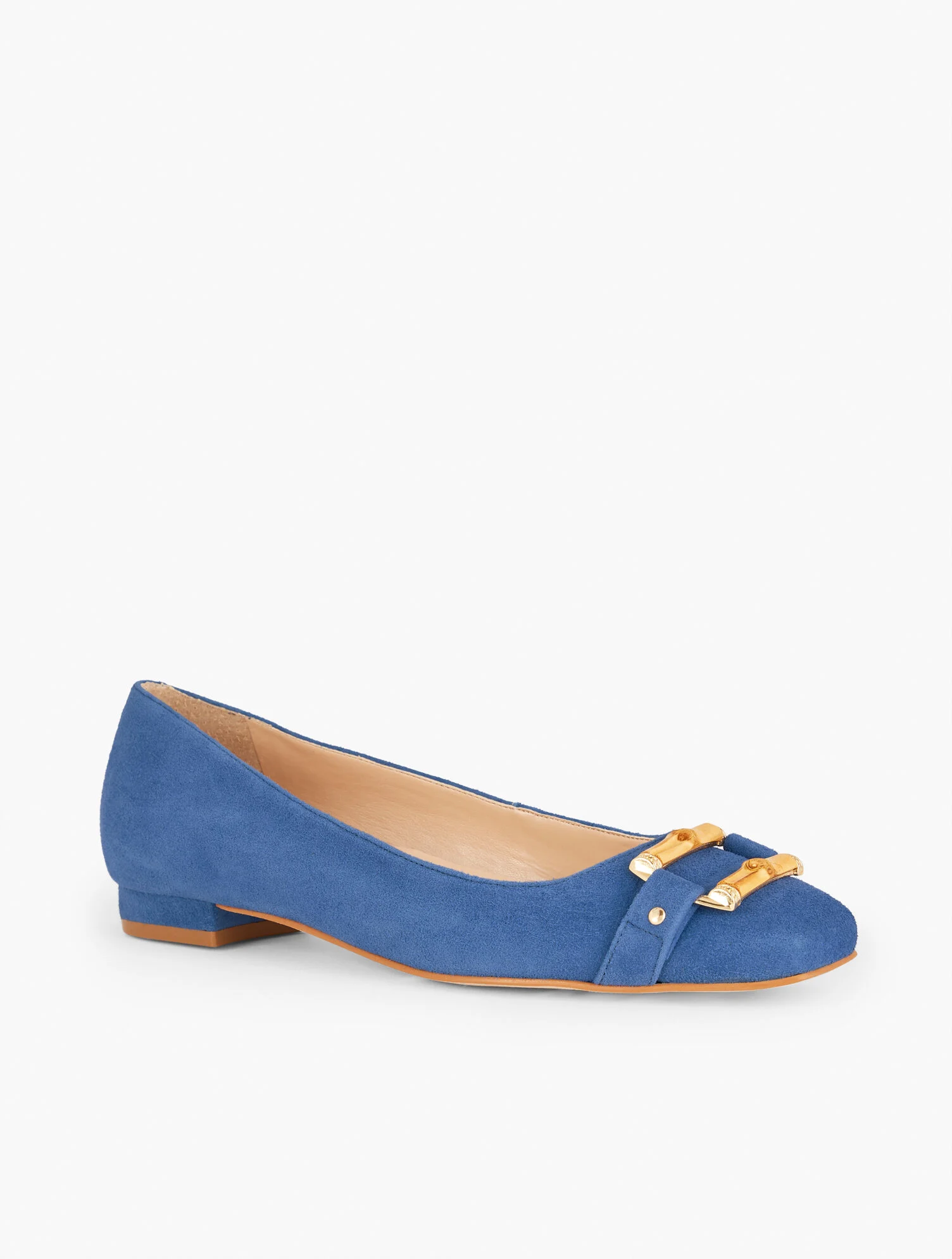Sutton Bamboo Buckle Suede Flats