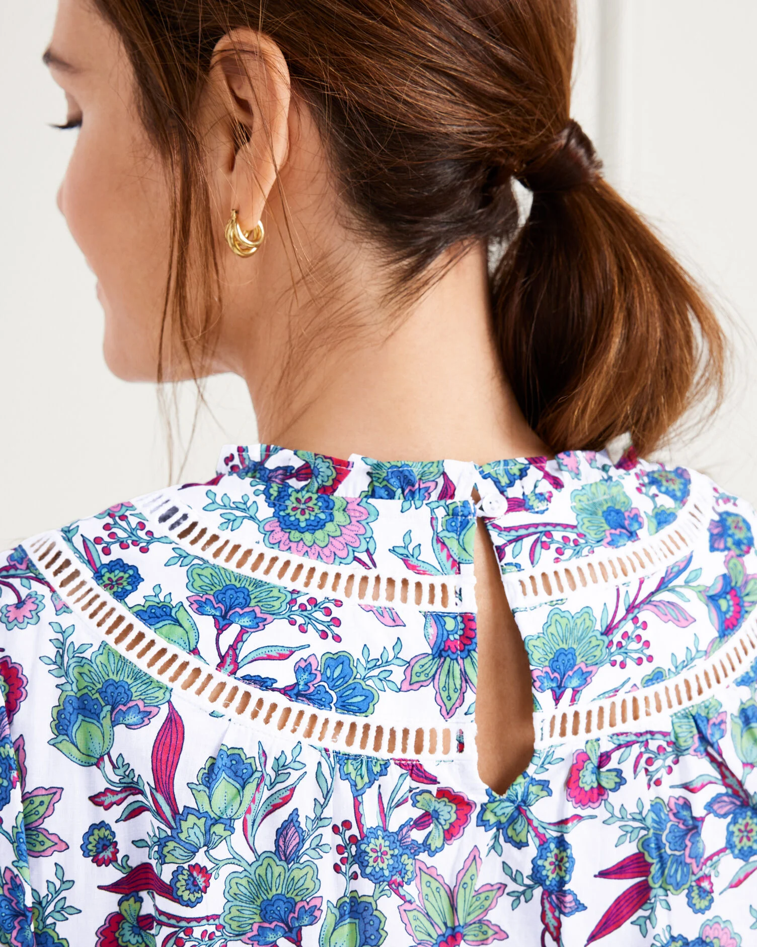 Ruffle Trim Blouse - Flourish Floral