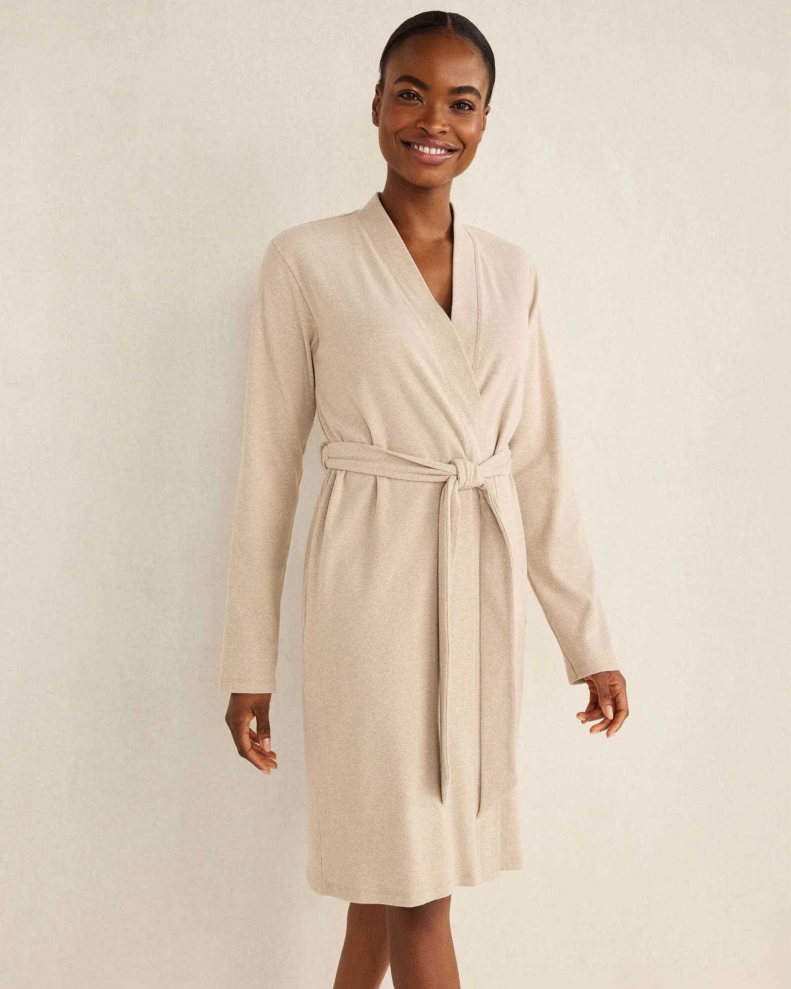 Organic Cotton Rib Knit Robe