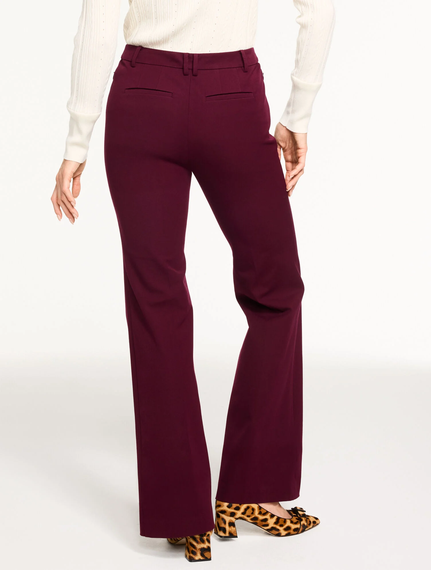 Flare Leg Cotton Bi-Stretch Pants