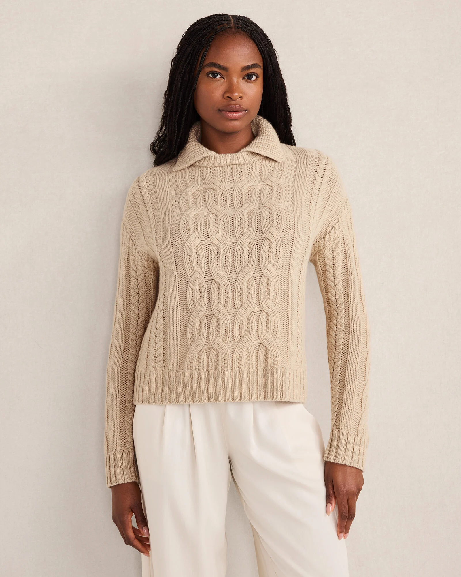 Cashmere Cable Collared Sweater