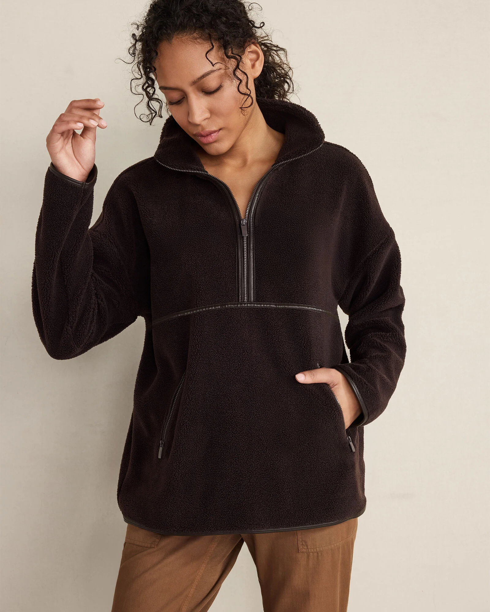 Faux Sherpa Half Zip Pullover