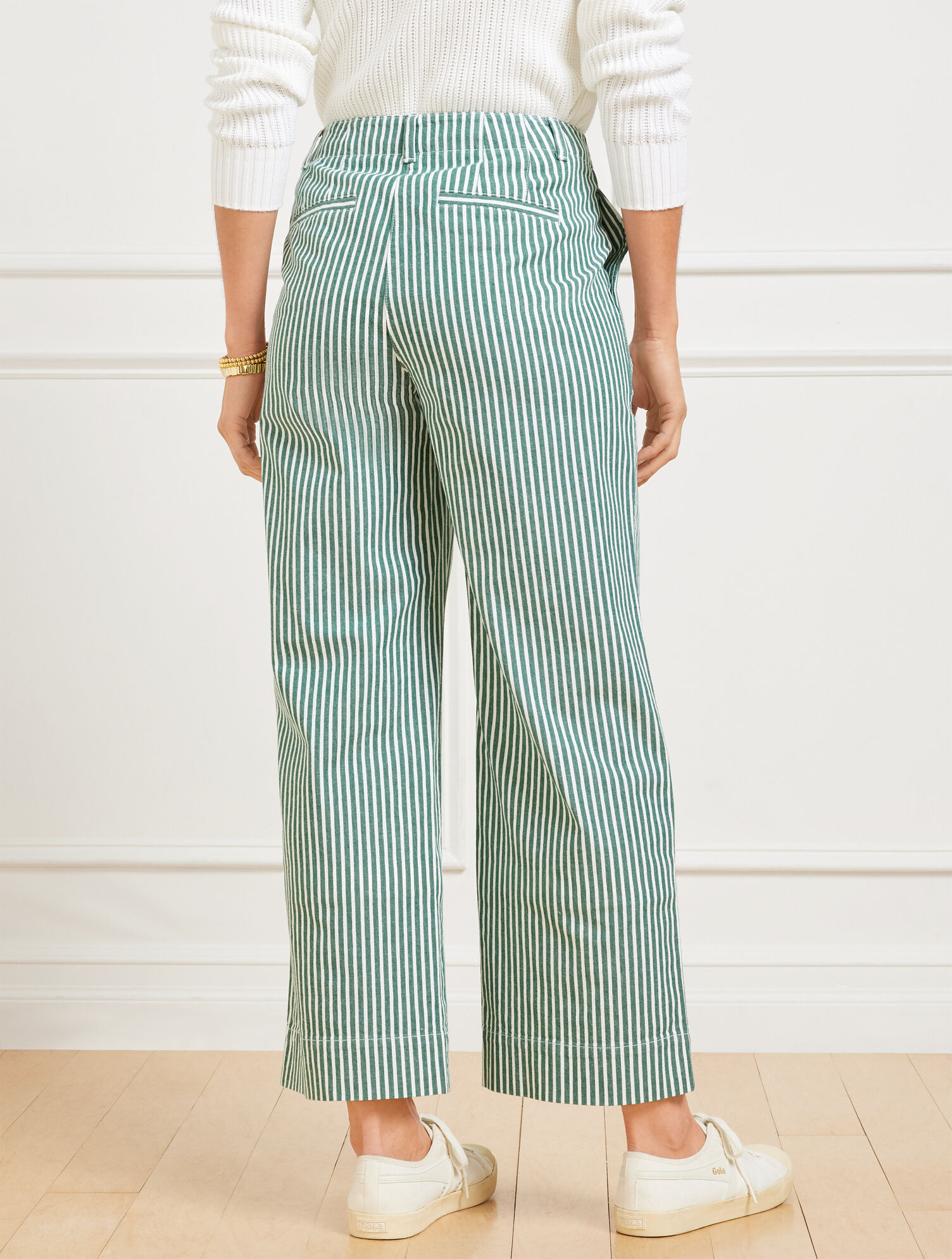 Wide Ankle Twill Pants - Stripe
