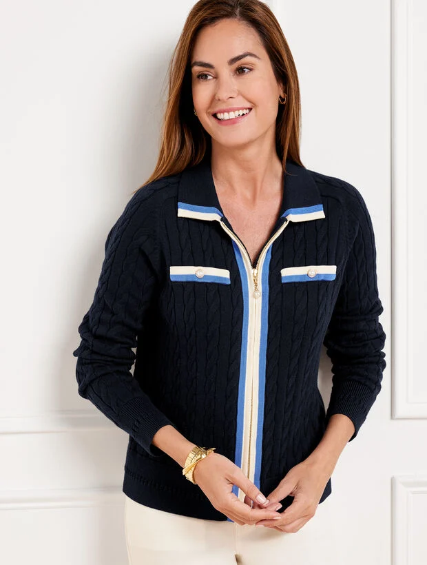 Cable Knit Sweater - Tipped