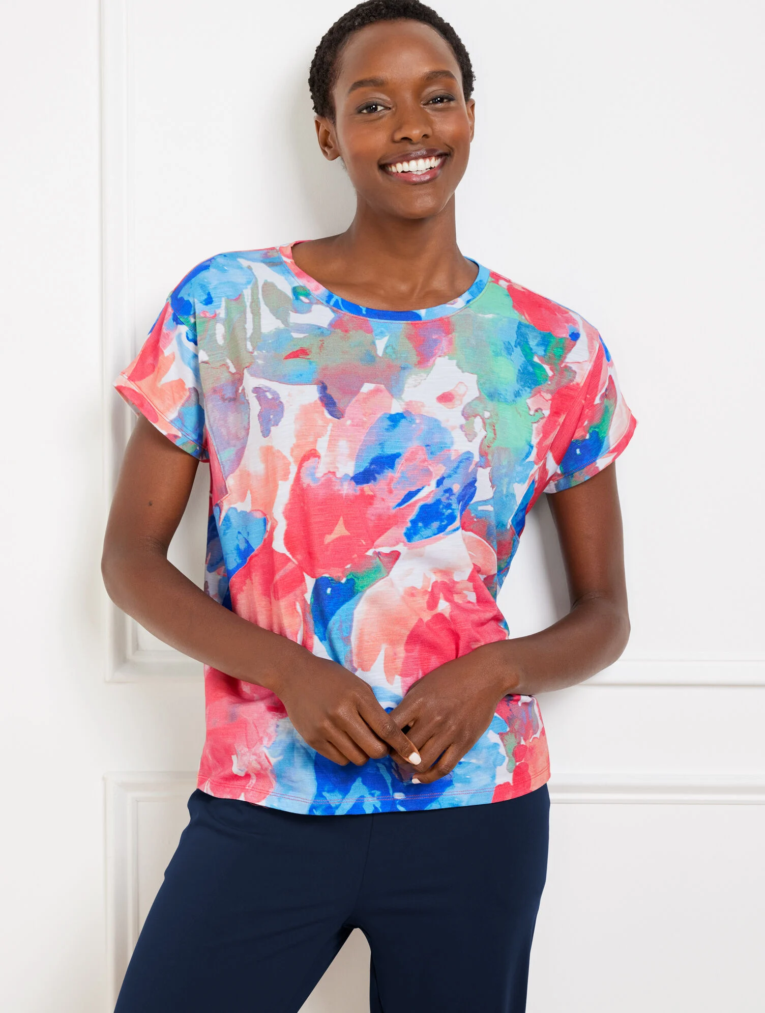 Supersoft Slub Crewneck Tee - Painted Flowers