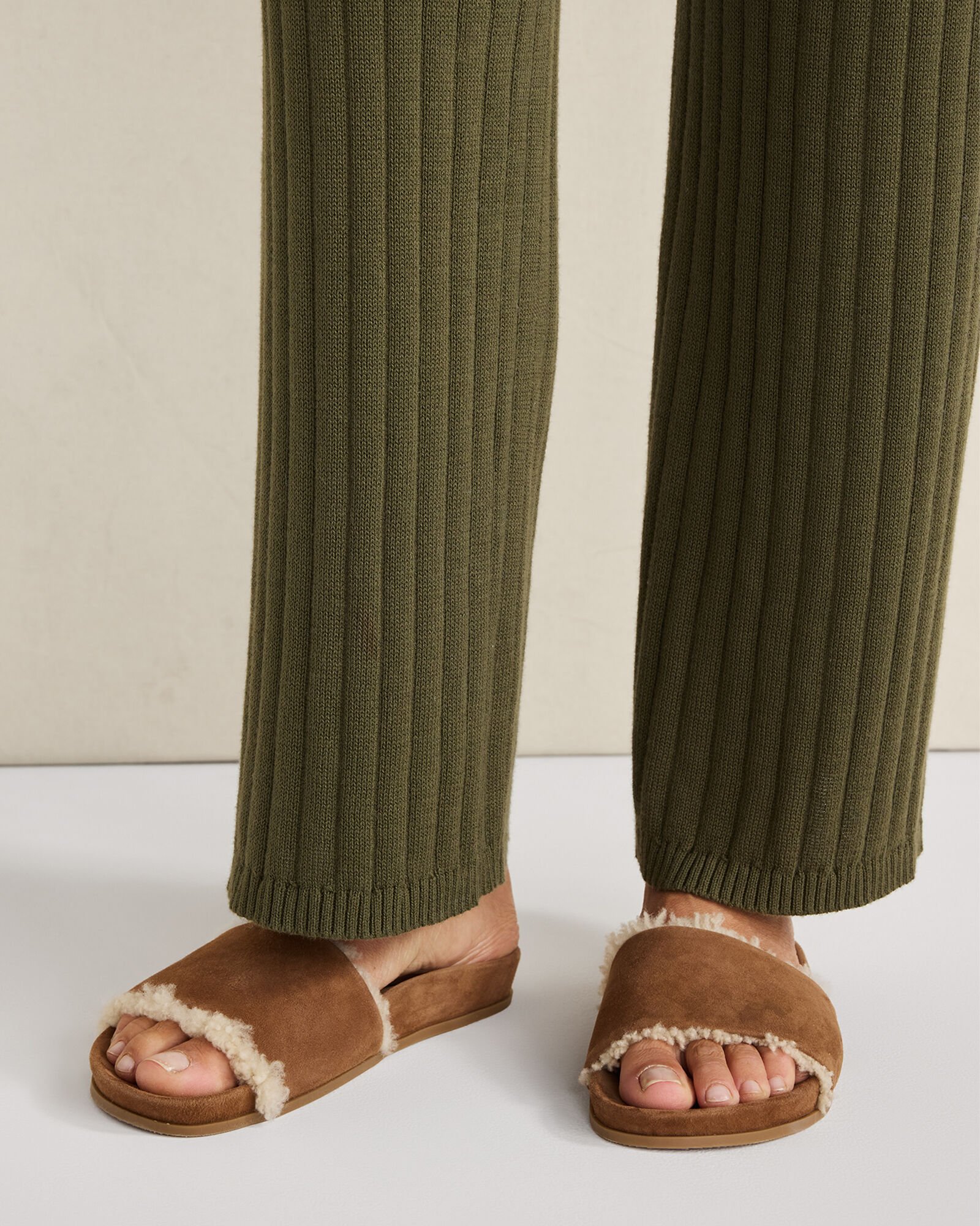 Suede and Sherpa Molded Slides