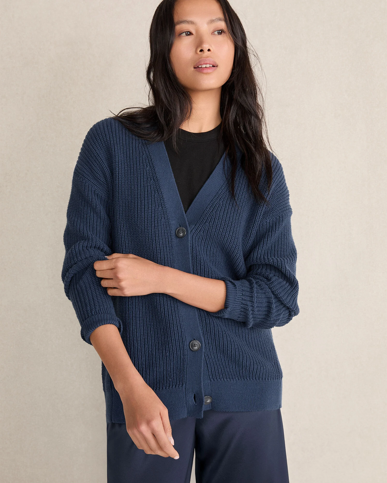 Organic Cotton Shaker Stitch Cardigan