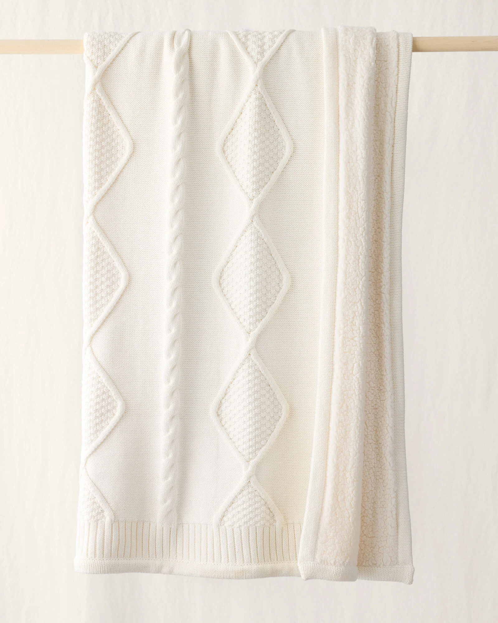 Cotton Cable/Faux Fur Throw