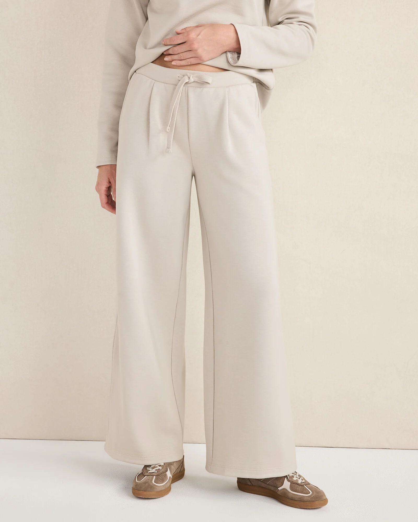 Soft-Brushed Fleece Wide Leg Pants