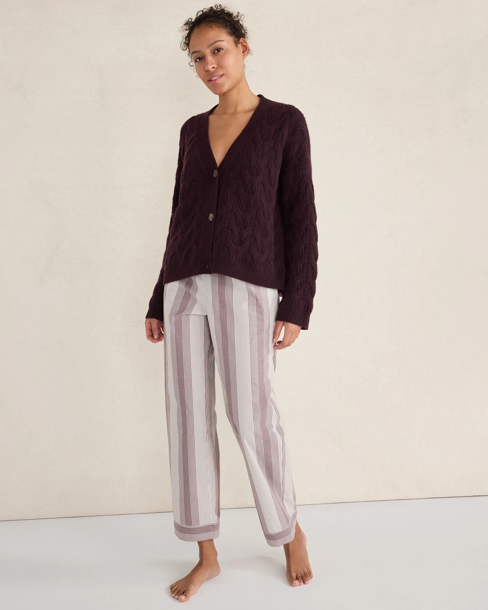 Organic Cotton Poplin Faded Stripe Pajama Pants