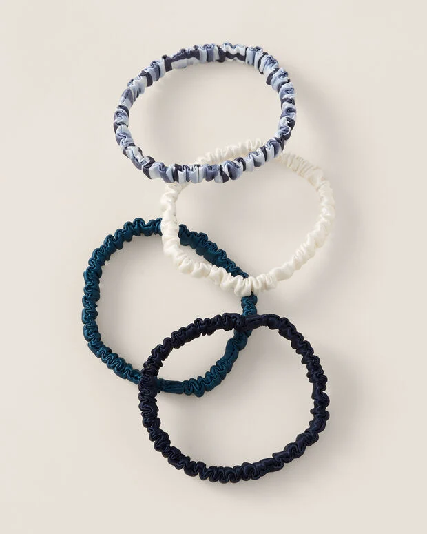 Washable Silk Hair Ties - Navy Combo