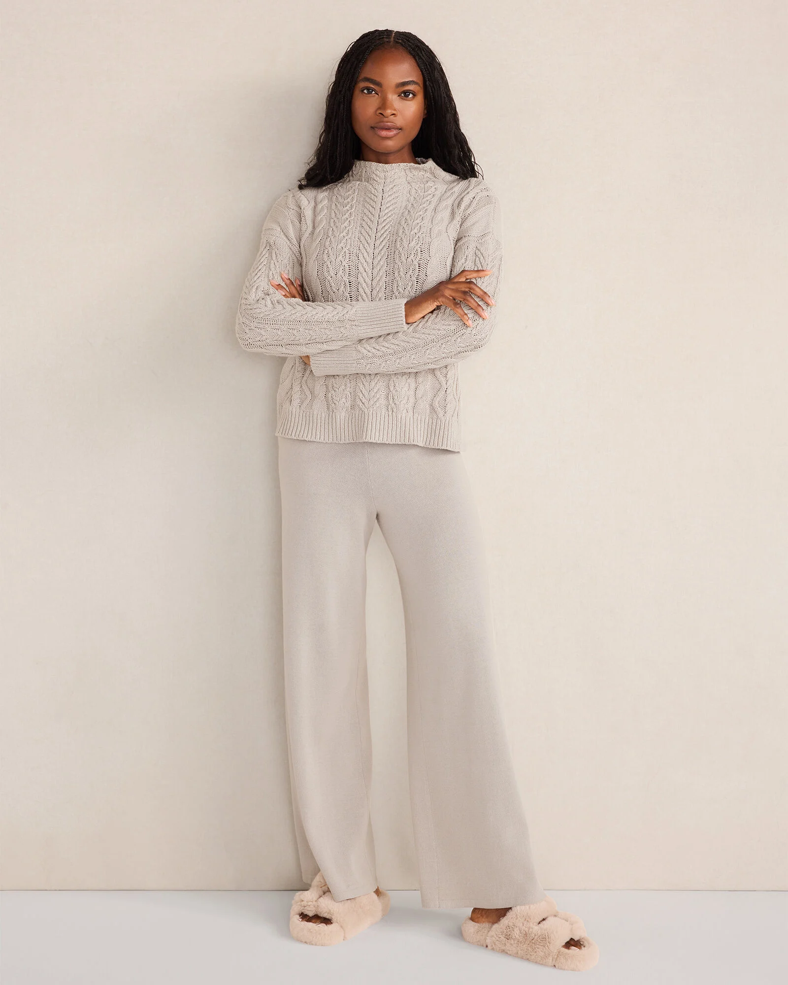 Organic Cotton Cable Mockneck Sweater