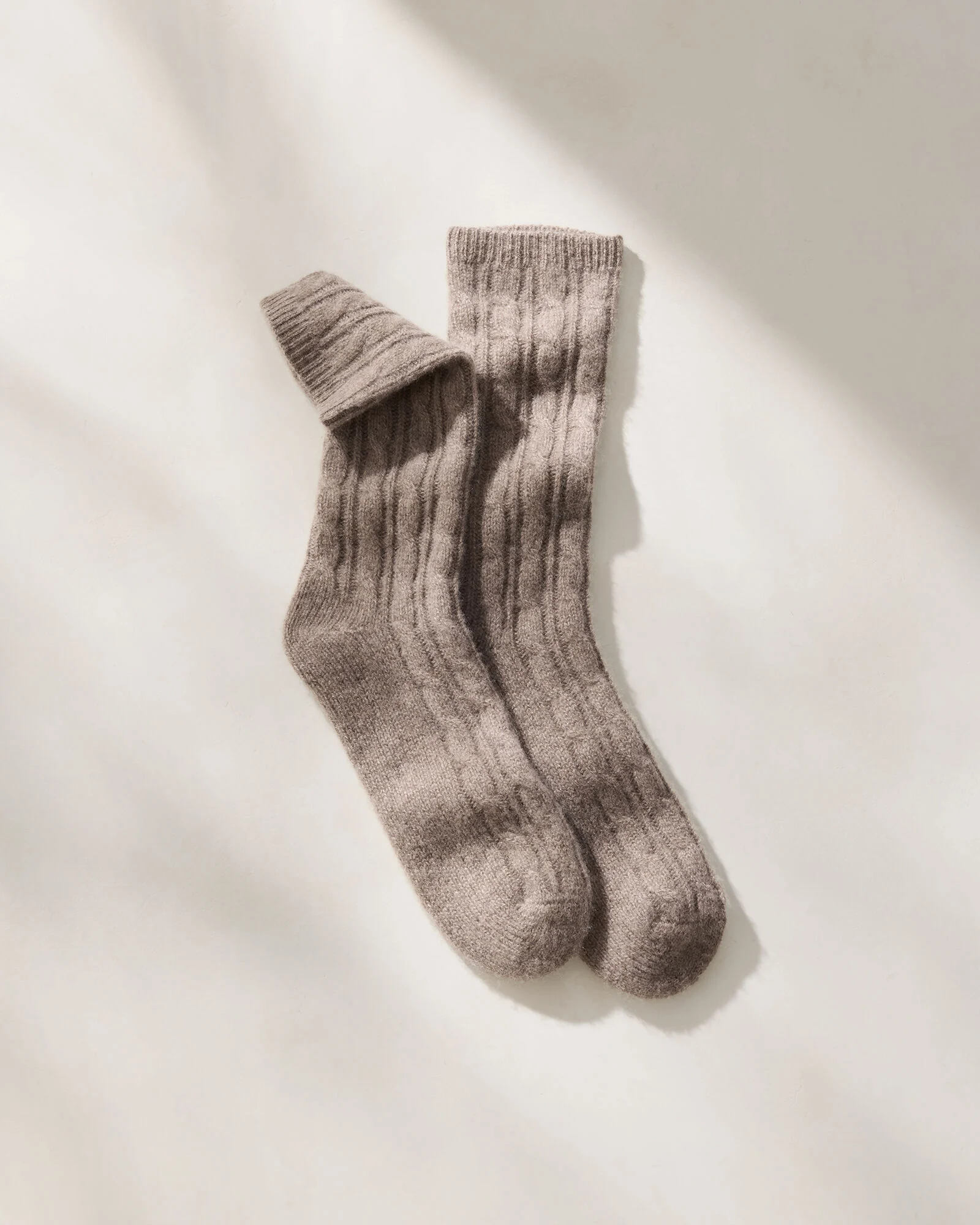 Cashmere Blend Cable Knit Socks