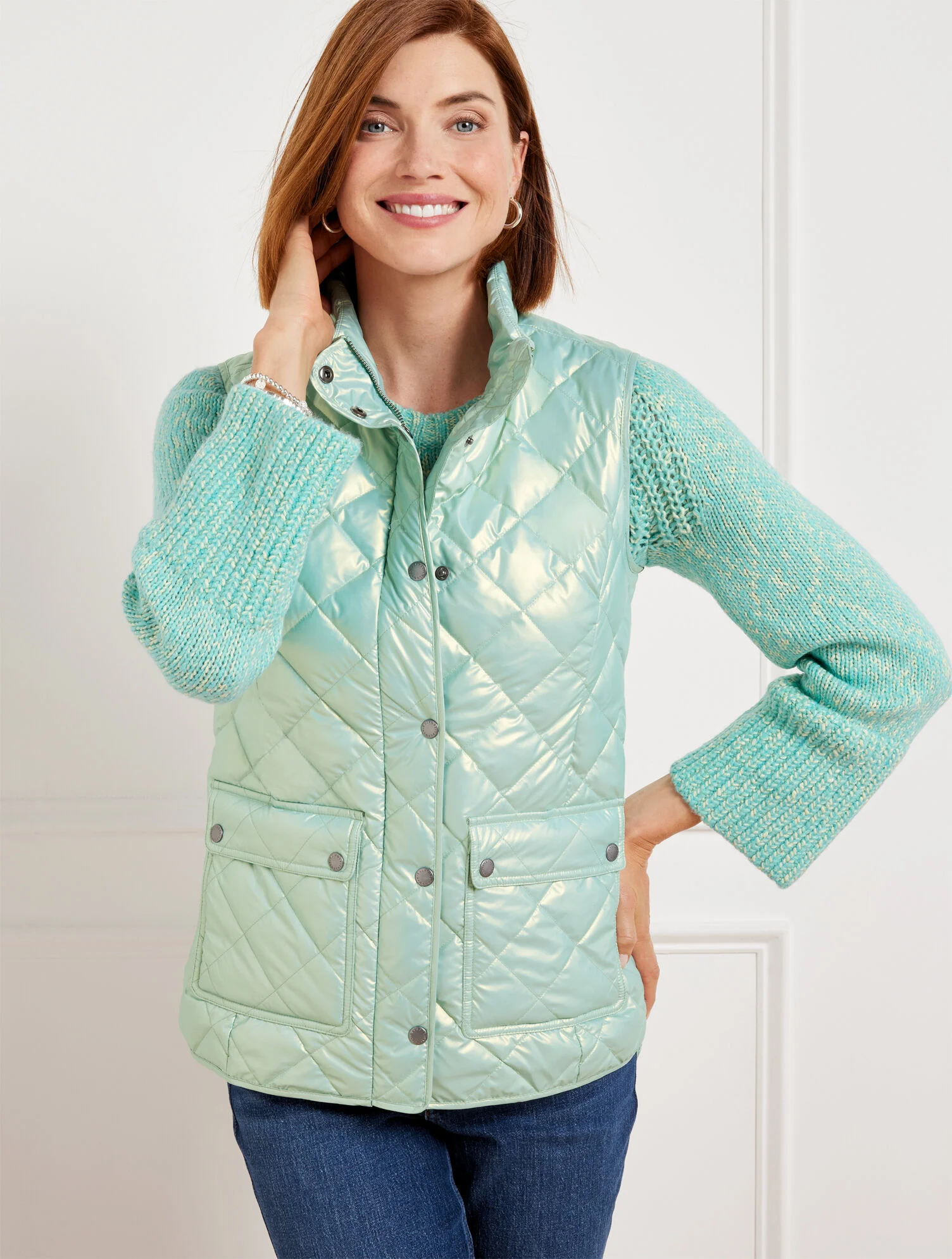 Quilted Down Puffer Vest - Pearlized