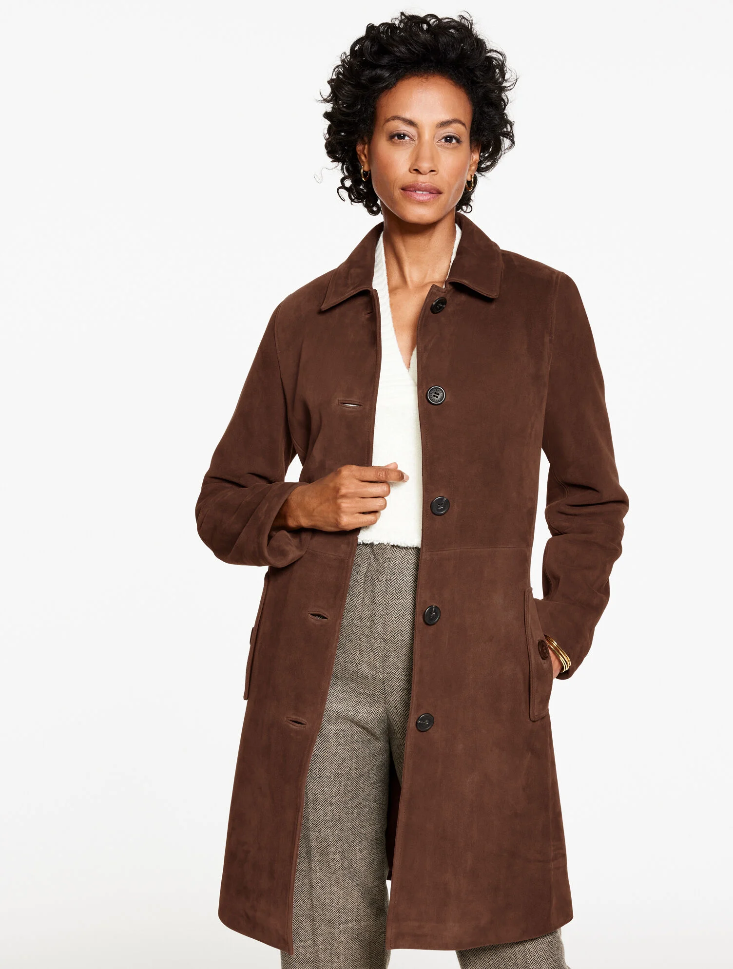 Suede A-Line Coat