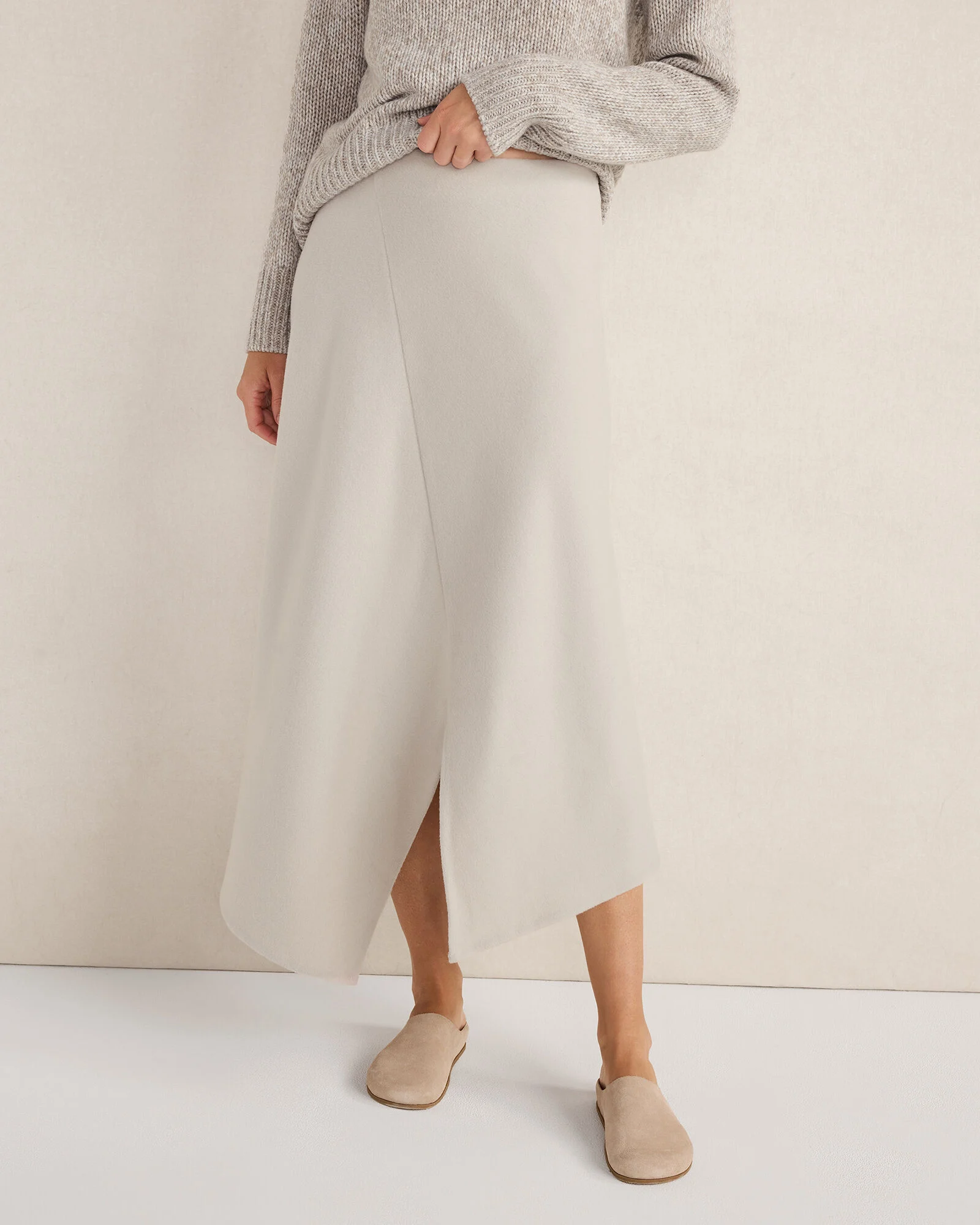 Wool Blend Split Hem Skirt