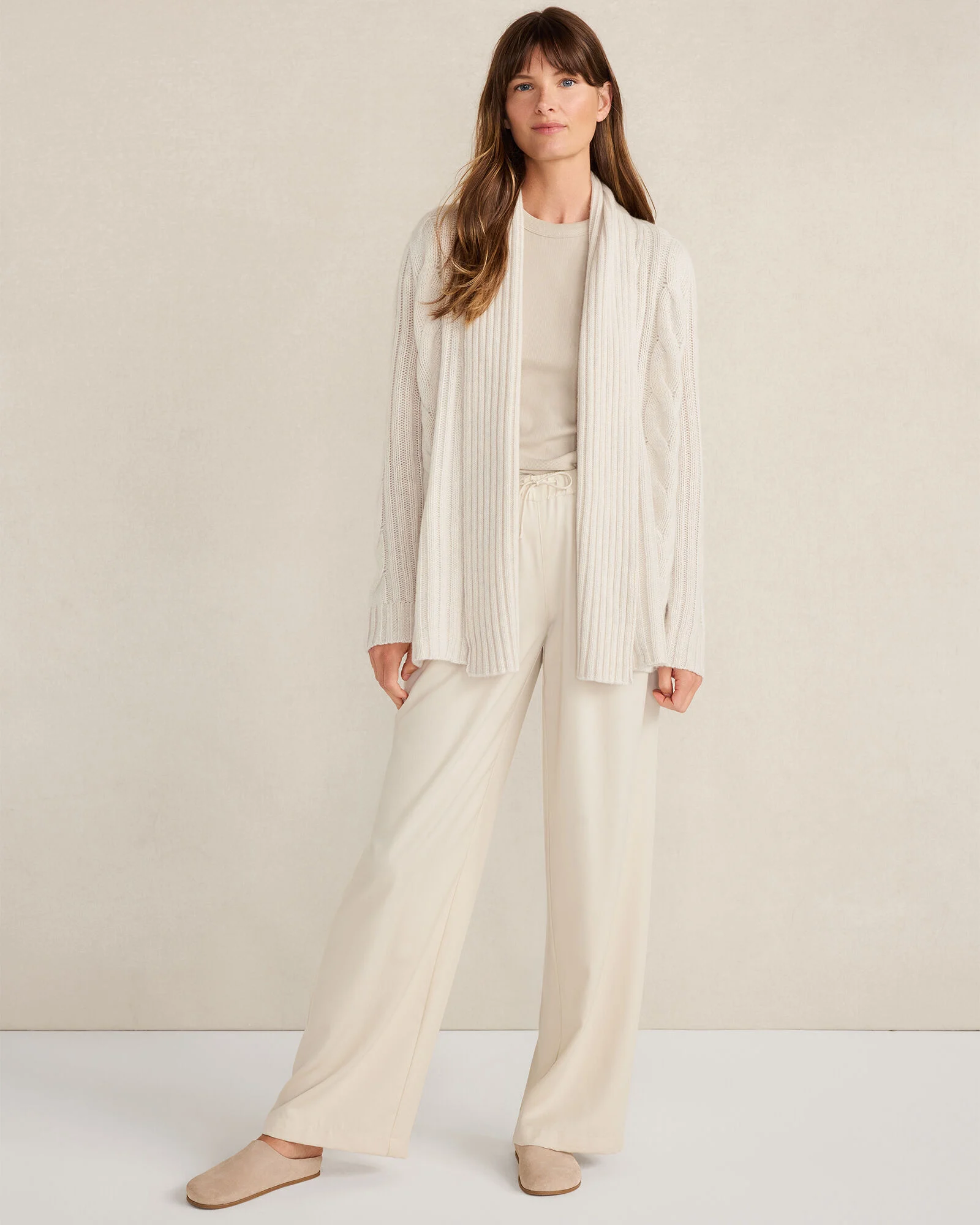 Cashmere Cable Open Front Cardigan